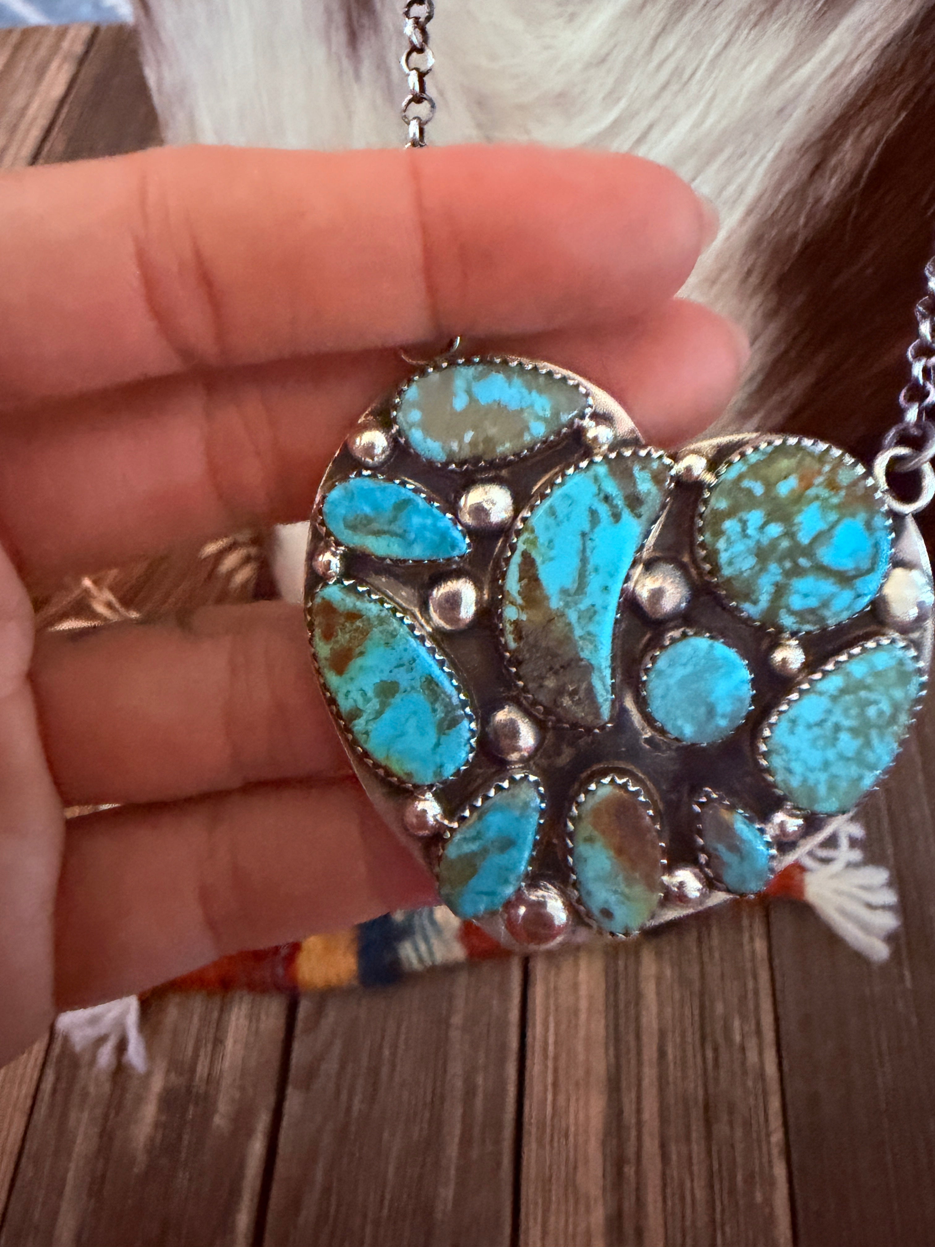Handcrafted Turquoise & Sterling Silver Heart Necklace by Jacqueline Silver