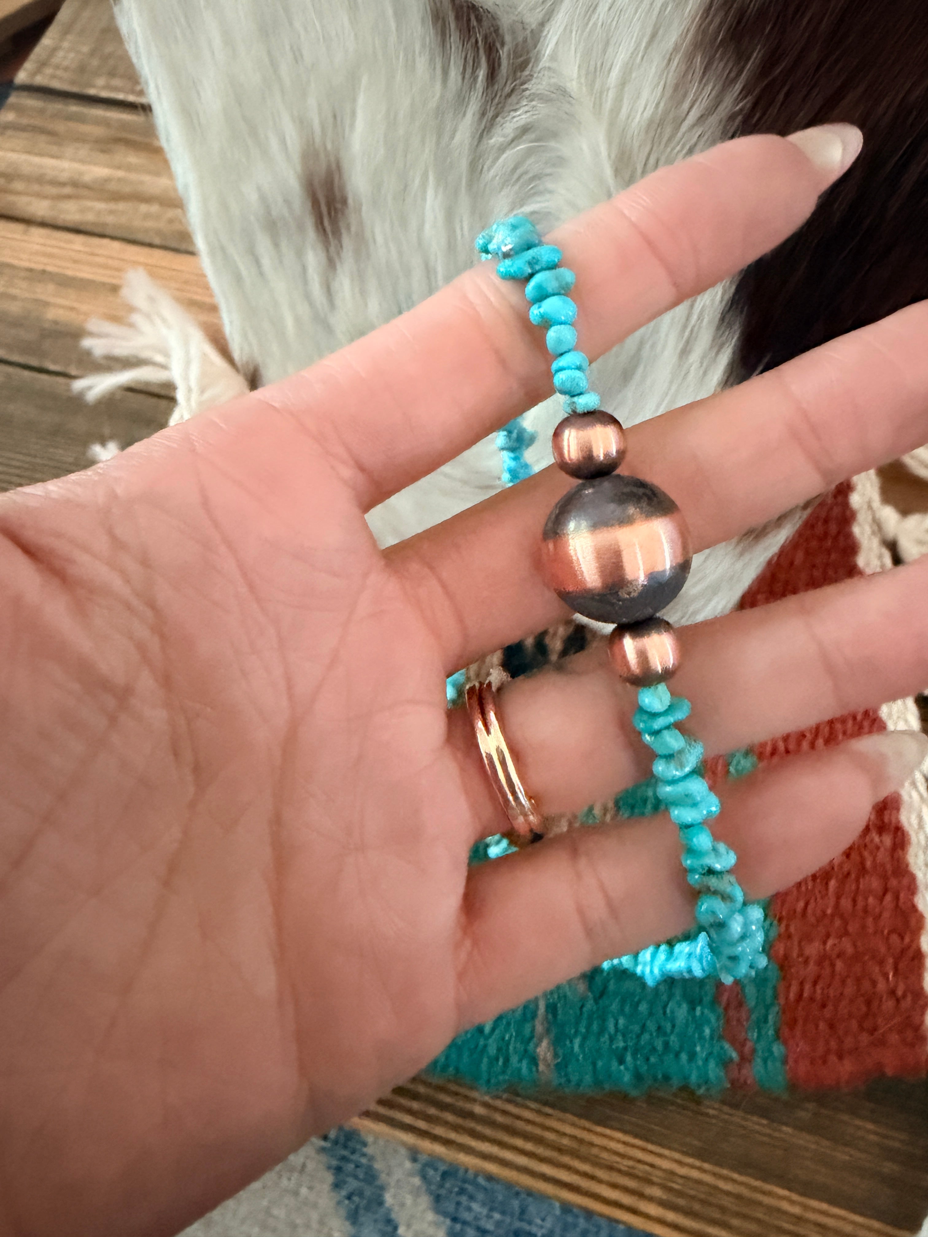 Handcrafted Turquoise & Copper Beaded Necklace