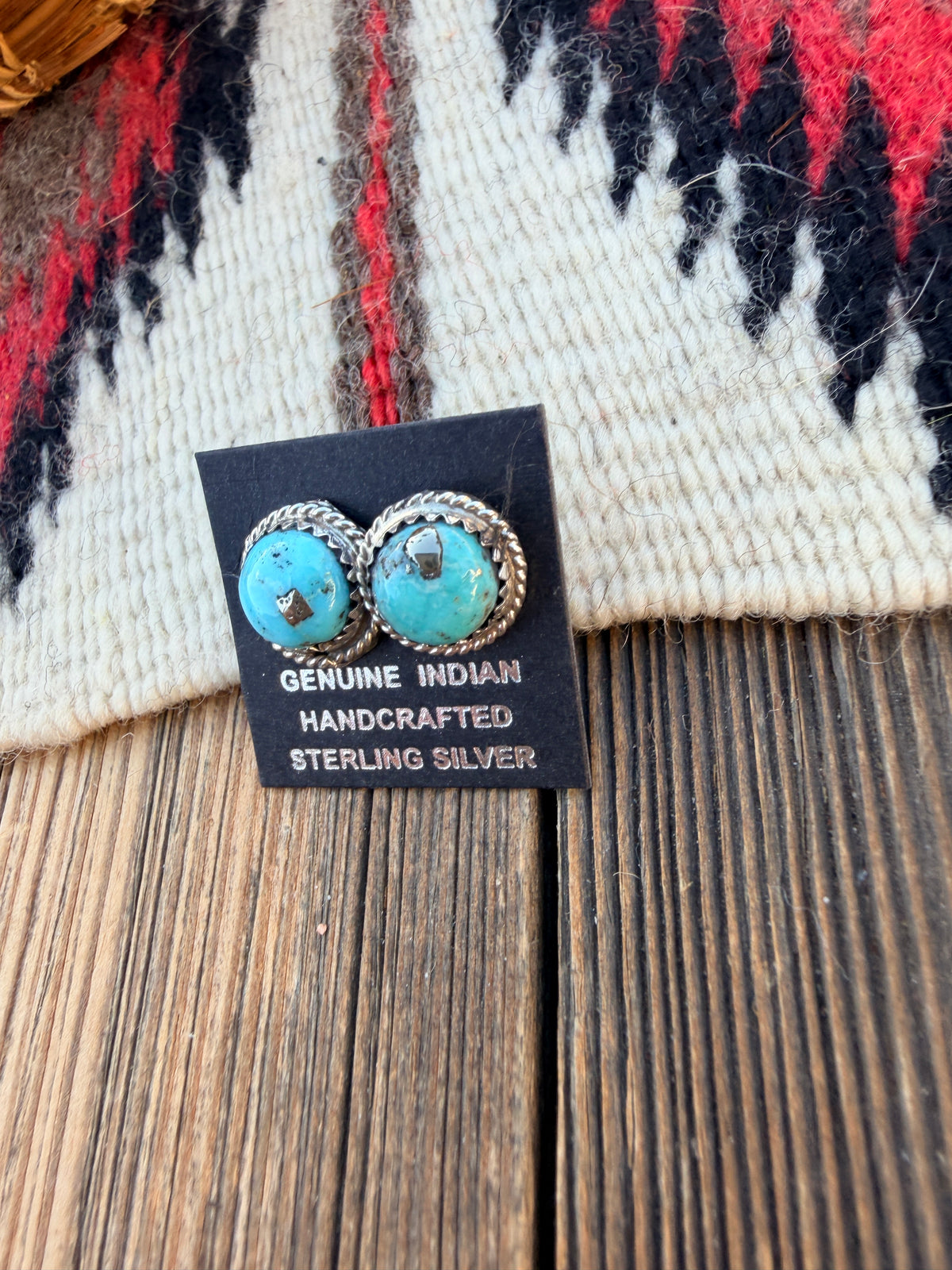 Handcrafted Morenci Turquoise & Sterling Silver Stud Earrings