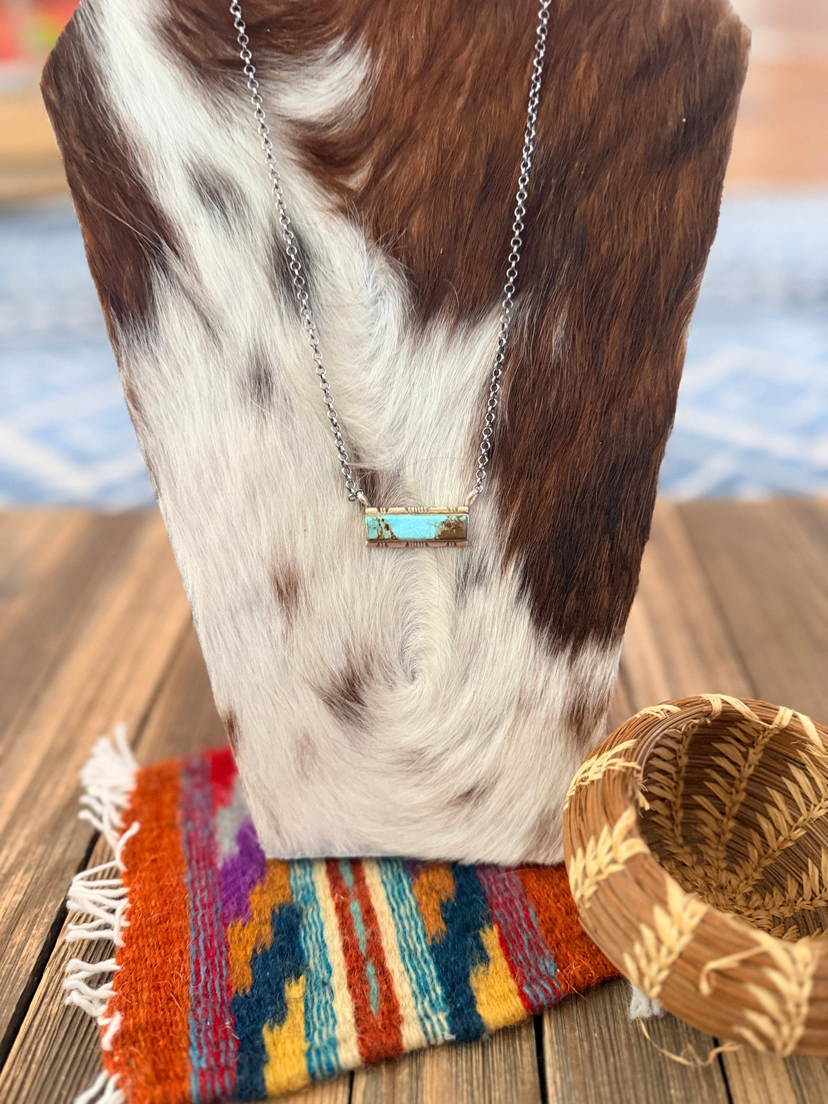 Handcrafted Turquoise & Sterling Silver Bar Necklace