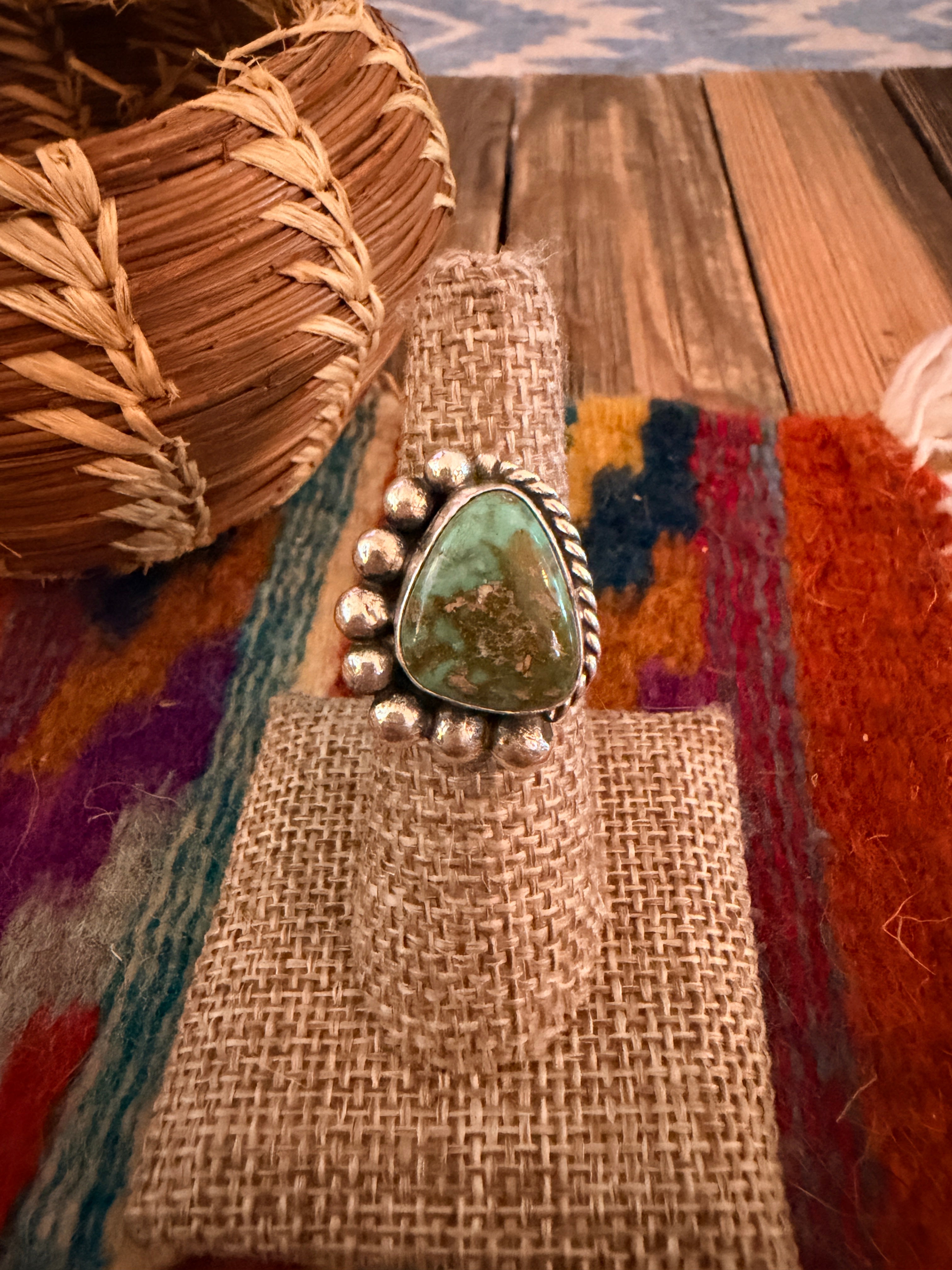 Handmade Sterling Silver and Turquoise Adjustable Ring