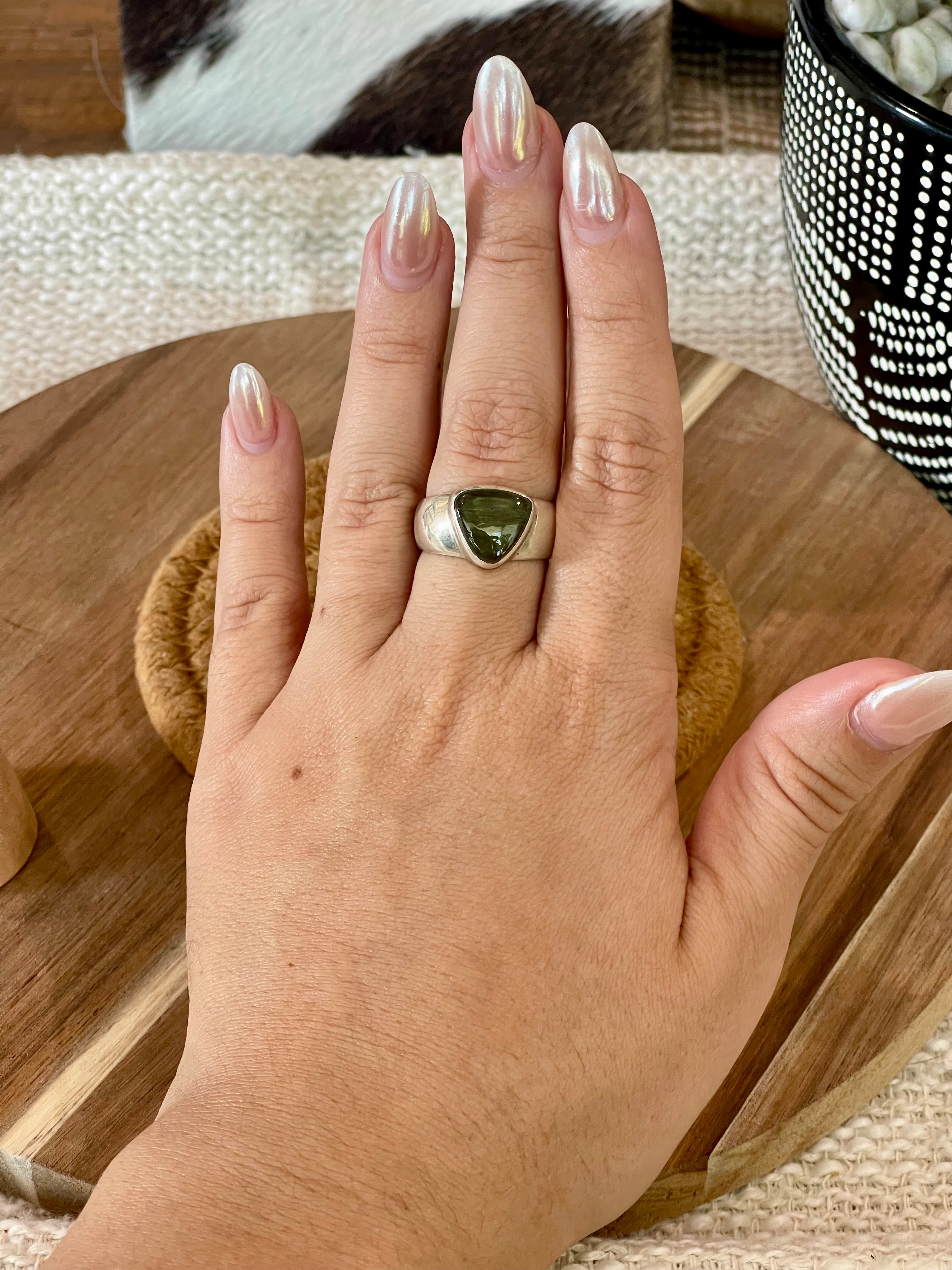 Handcrafted Sterling Silver & Meteorite Rock Size 8.25 Ring