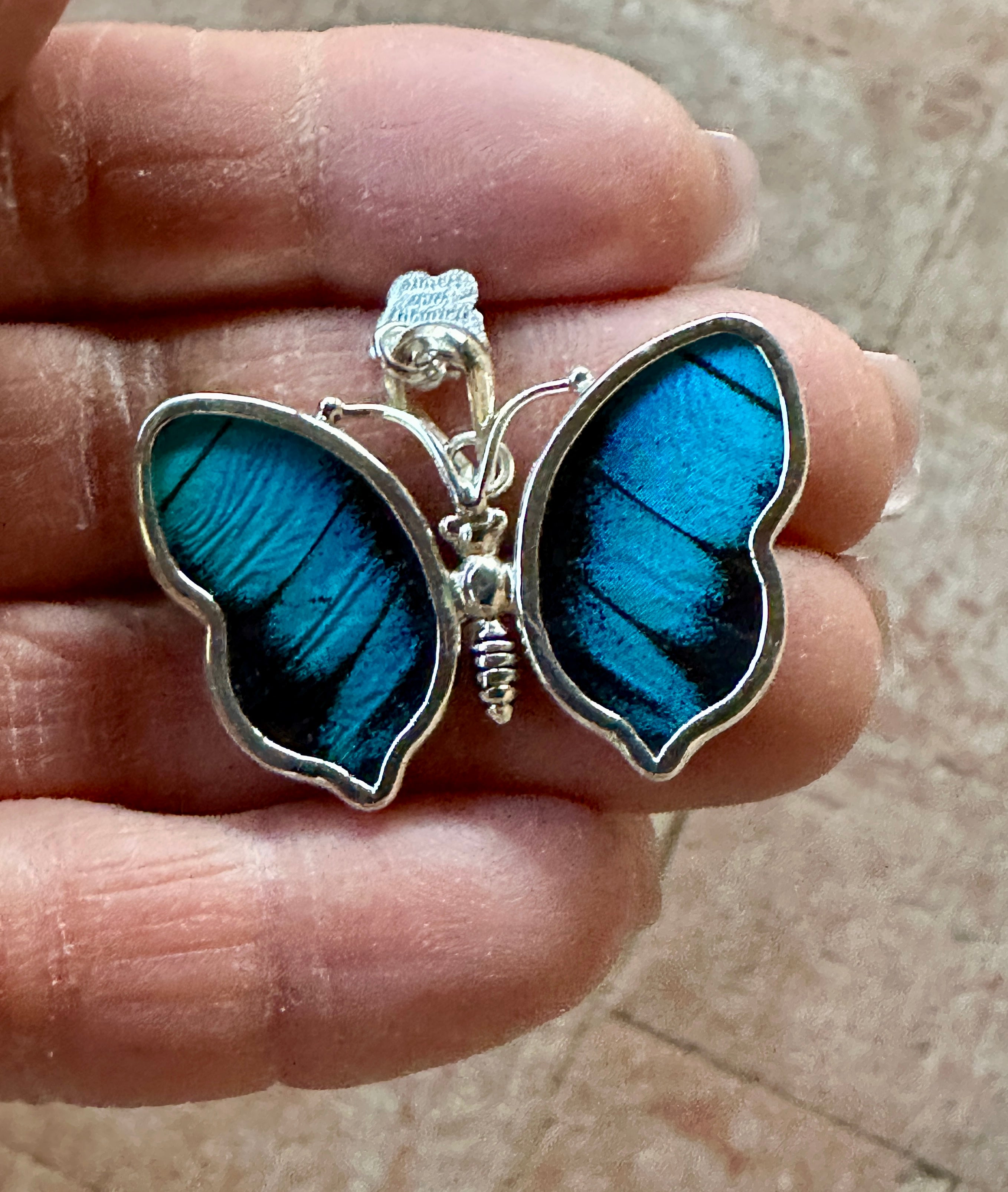 Prepona Blue Butterfly Pendant
