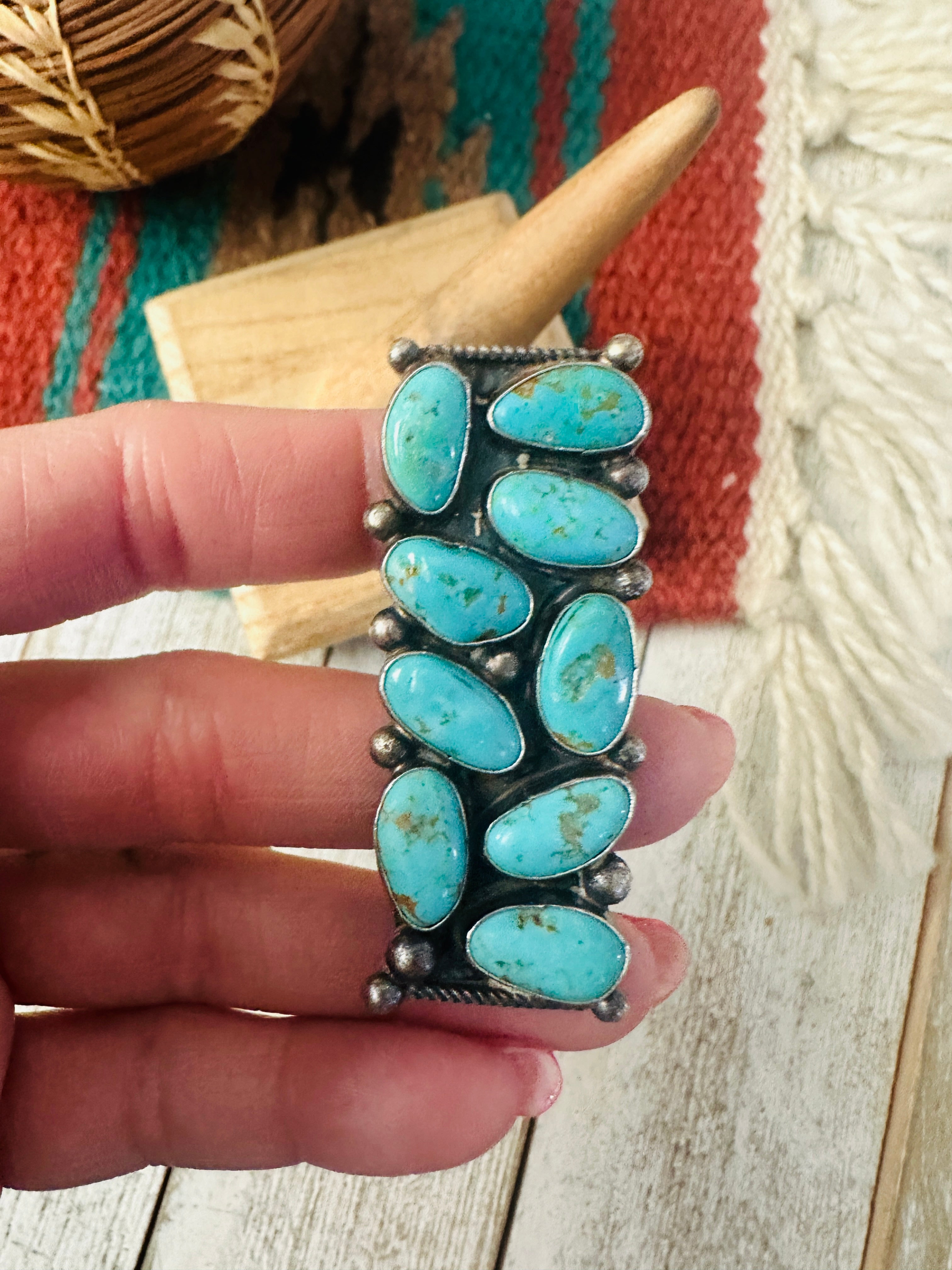 Handcrafted Turquoise & Sterling Silver Adjustable Ring by Jacqueline Silver
