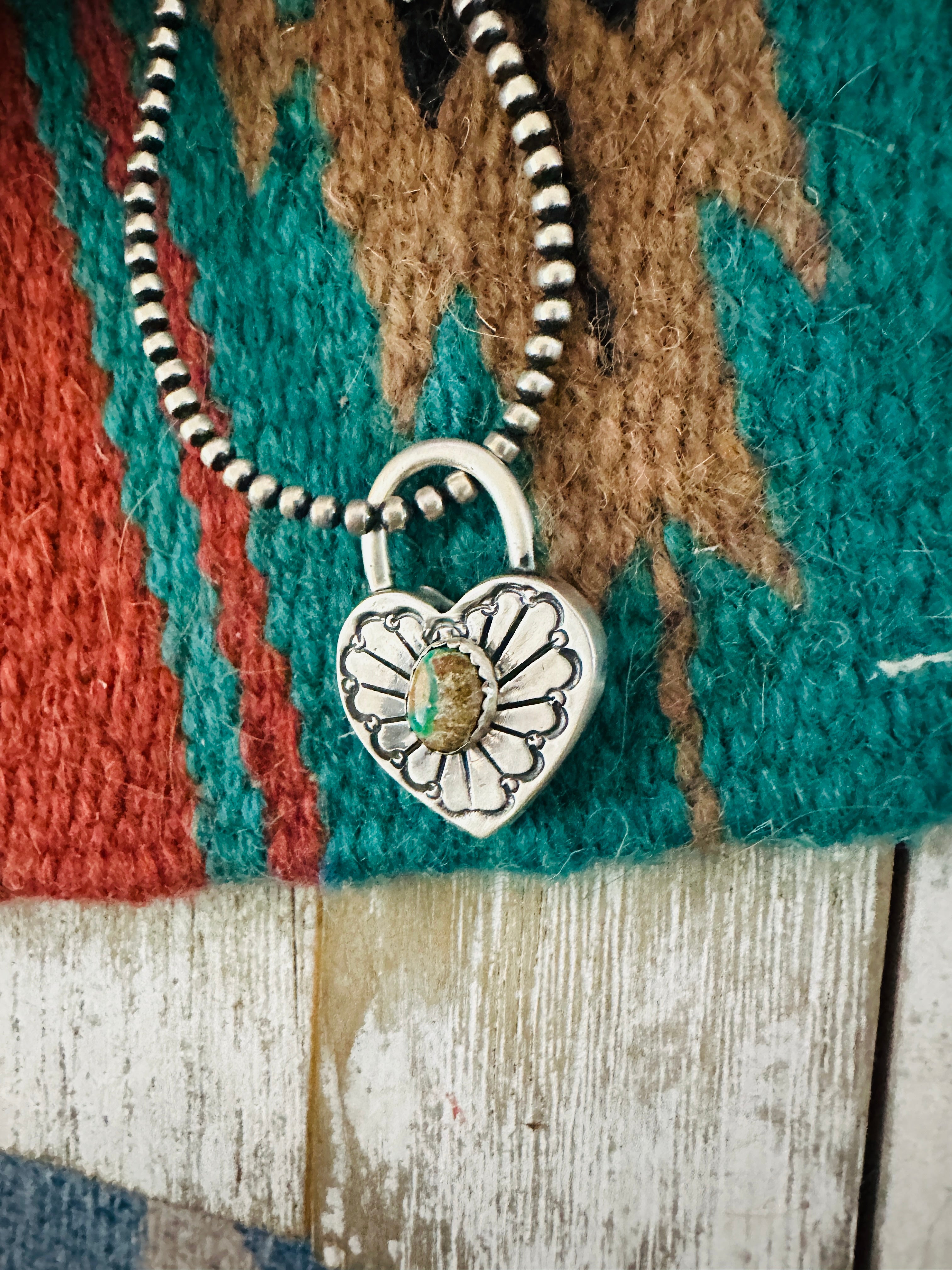 Handcrafted Turquoise & Sterling Silver Heart Locket Pendant