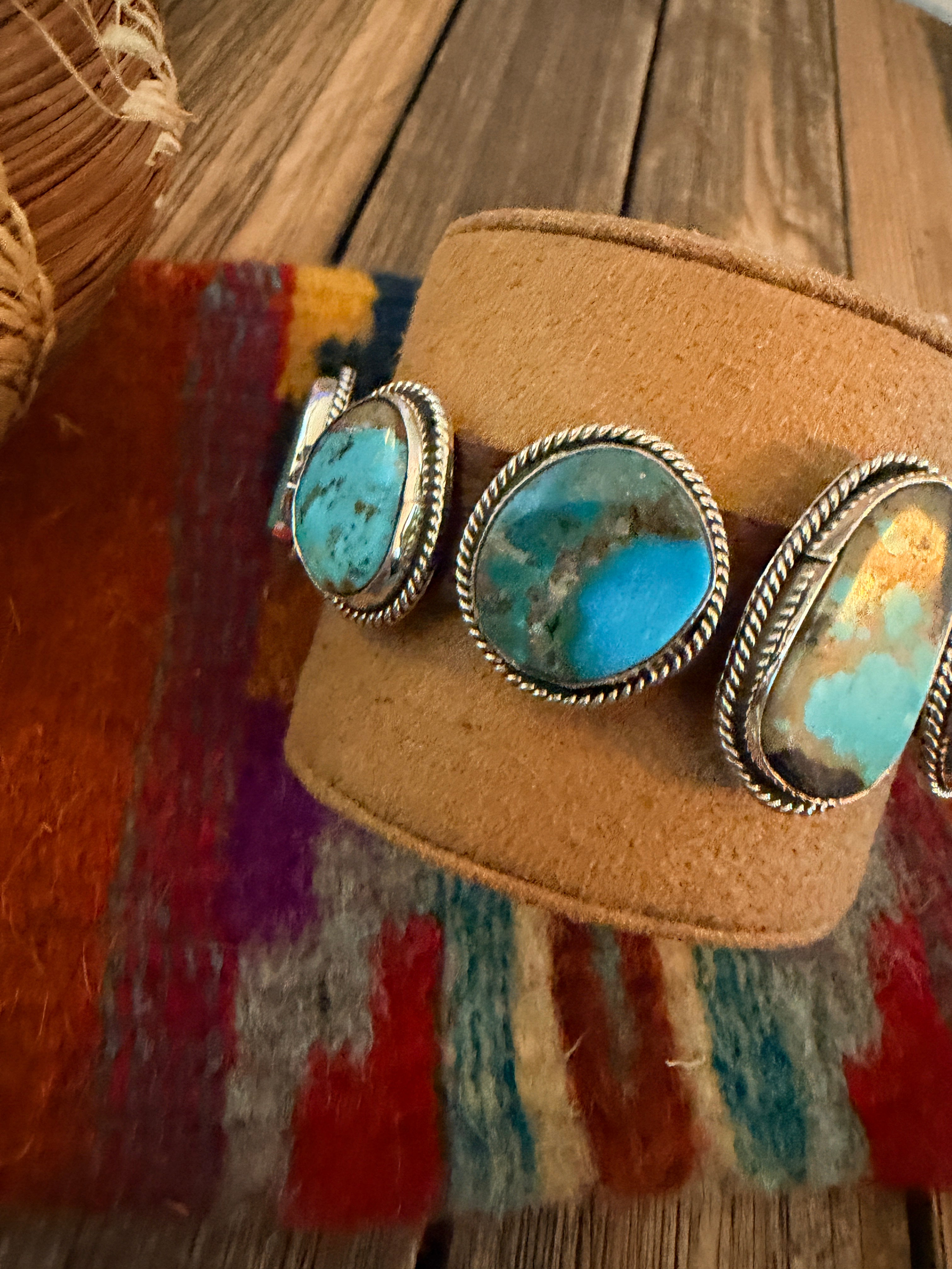 Handcrafted Multi Turquoise, Spiny & Sterling Silver Leather Bracelet