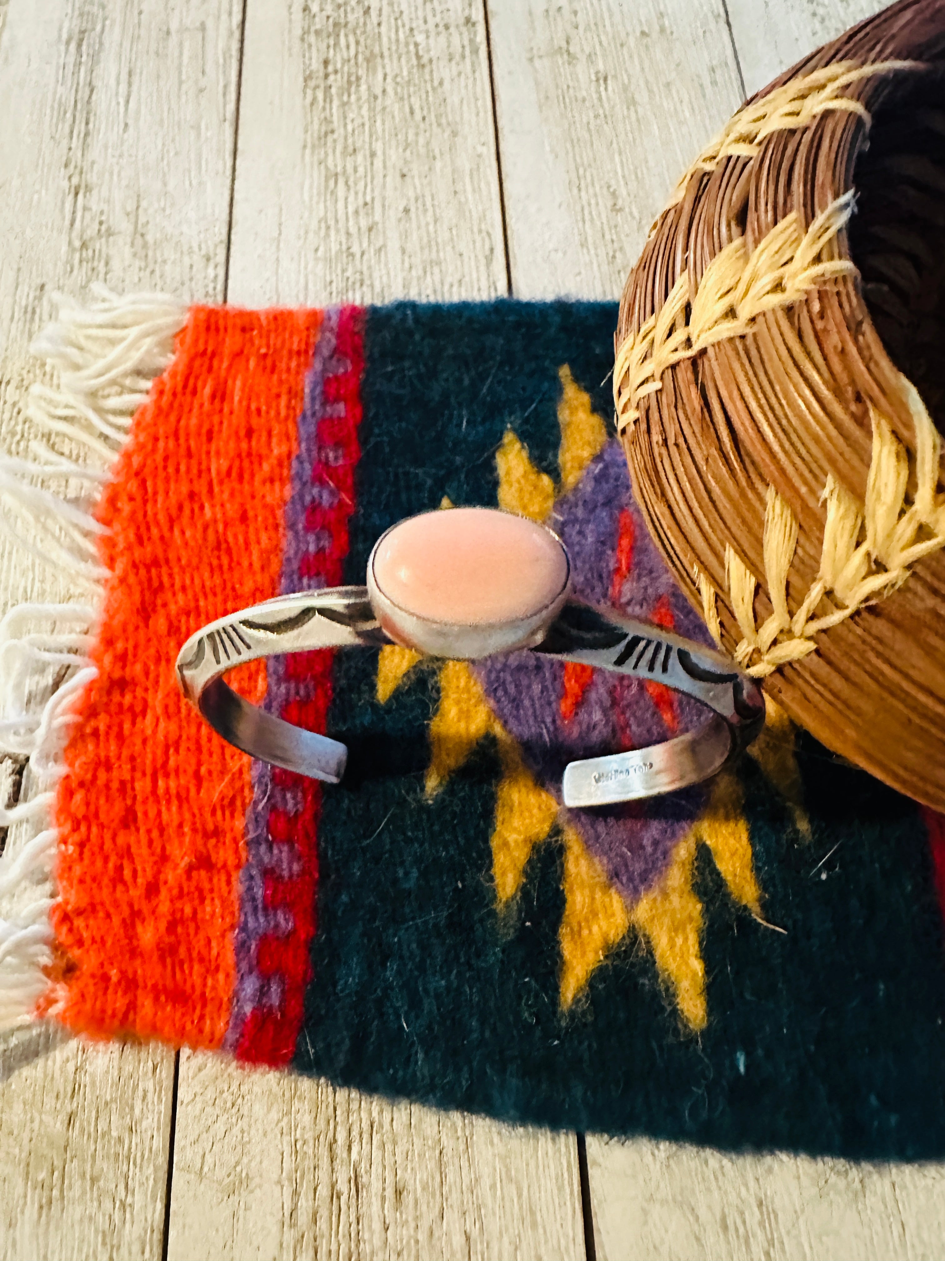 Handcrafted Sterling Silver & Queen Pink Conch Cuff Bracelet