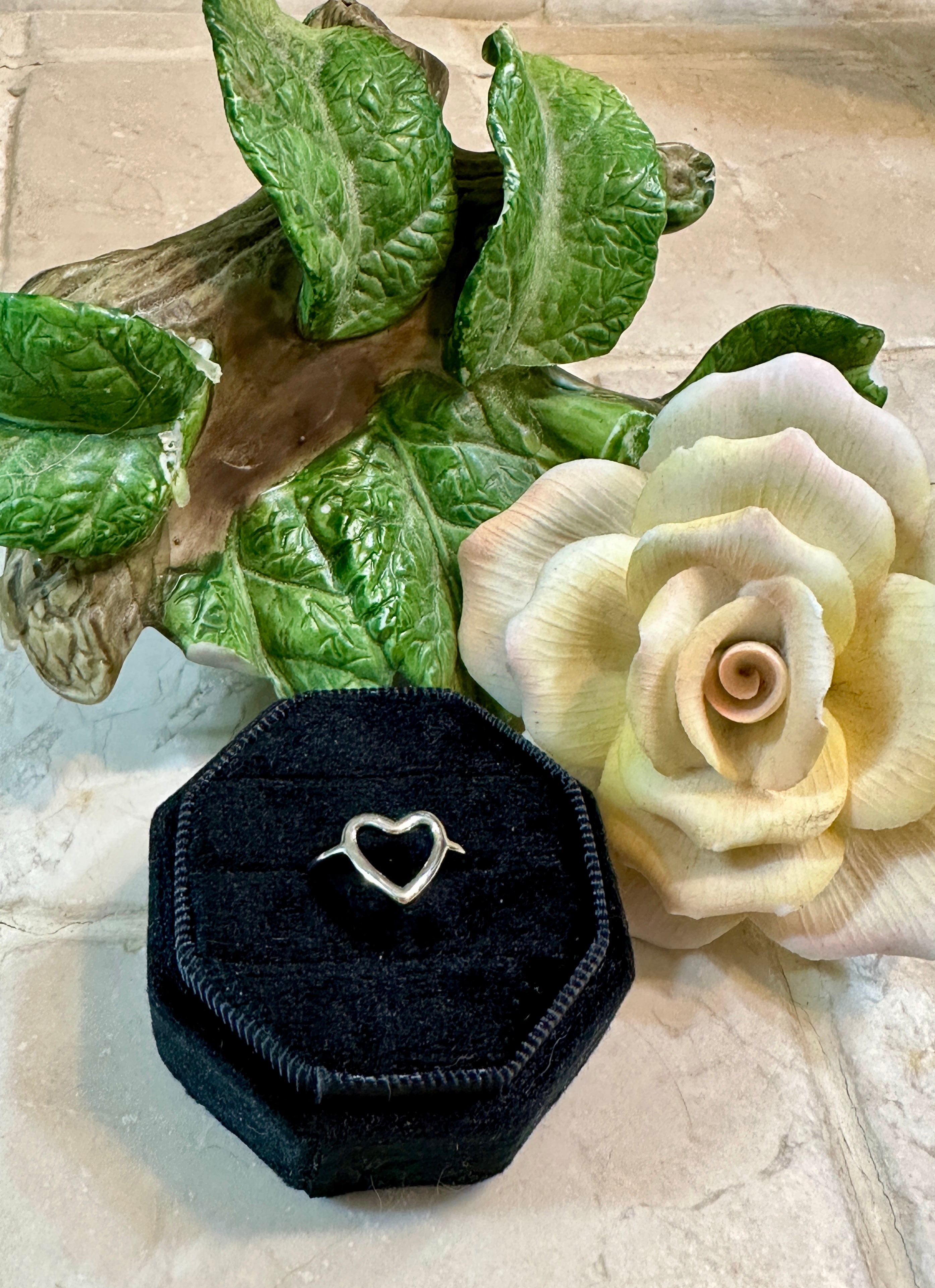 Sterling Silver Open Heart Adjustable Ring