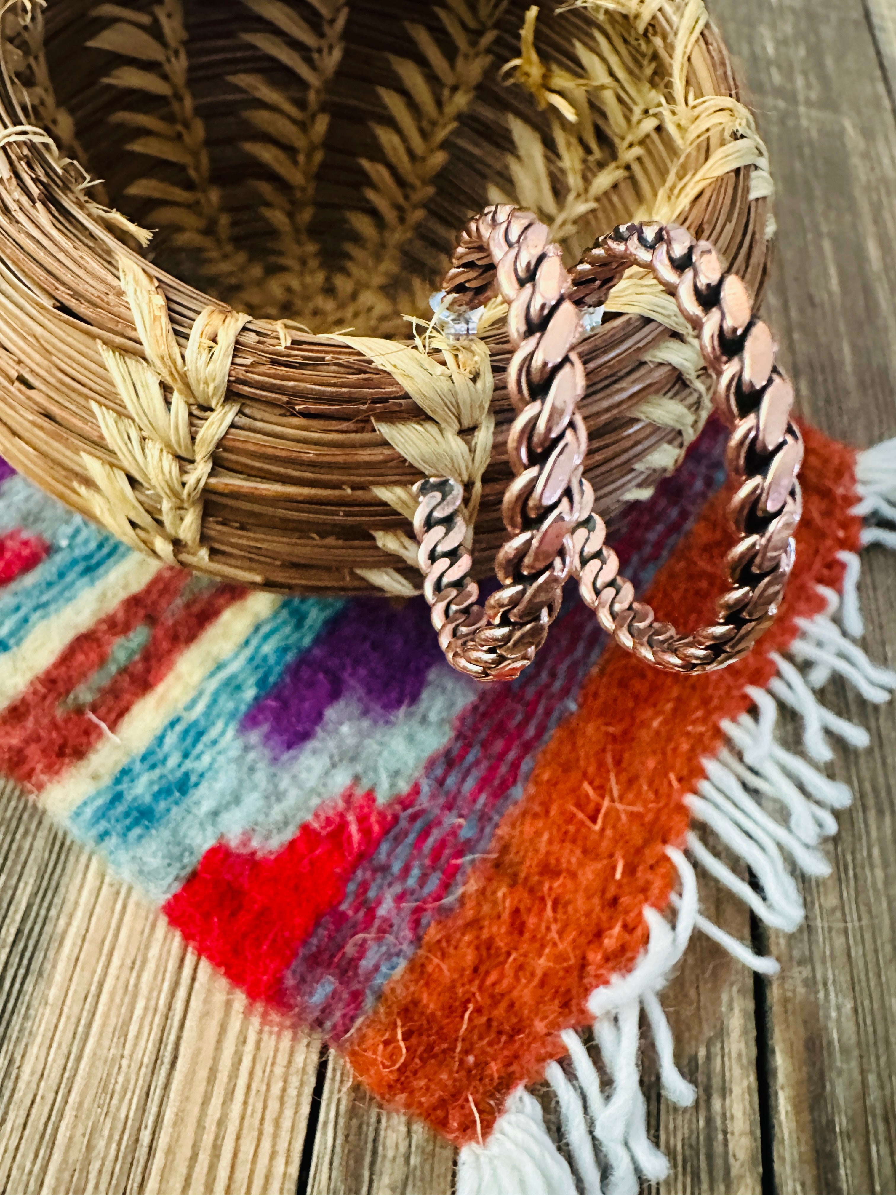 Handcrafted Twisted Copper Hoop Earrings