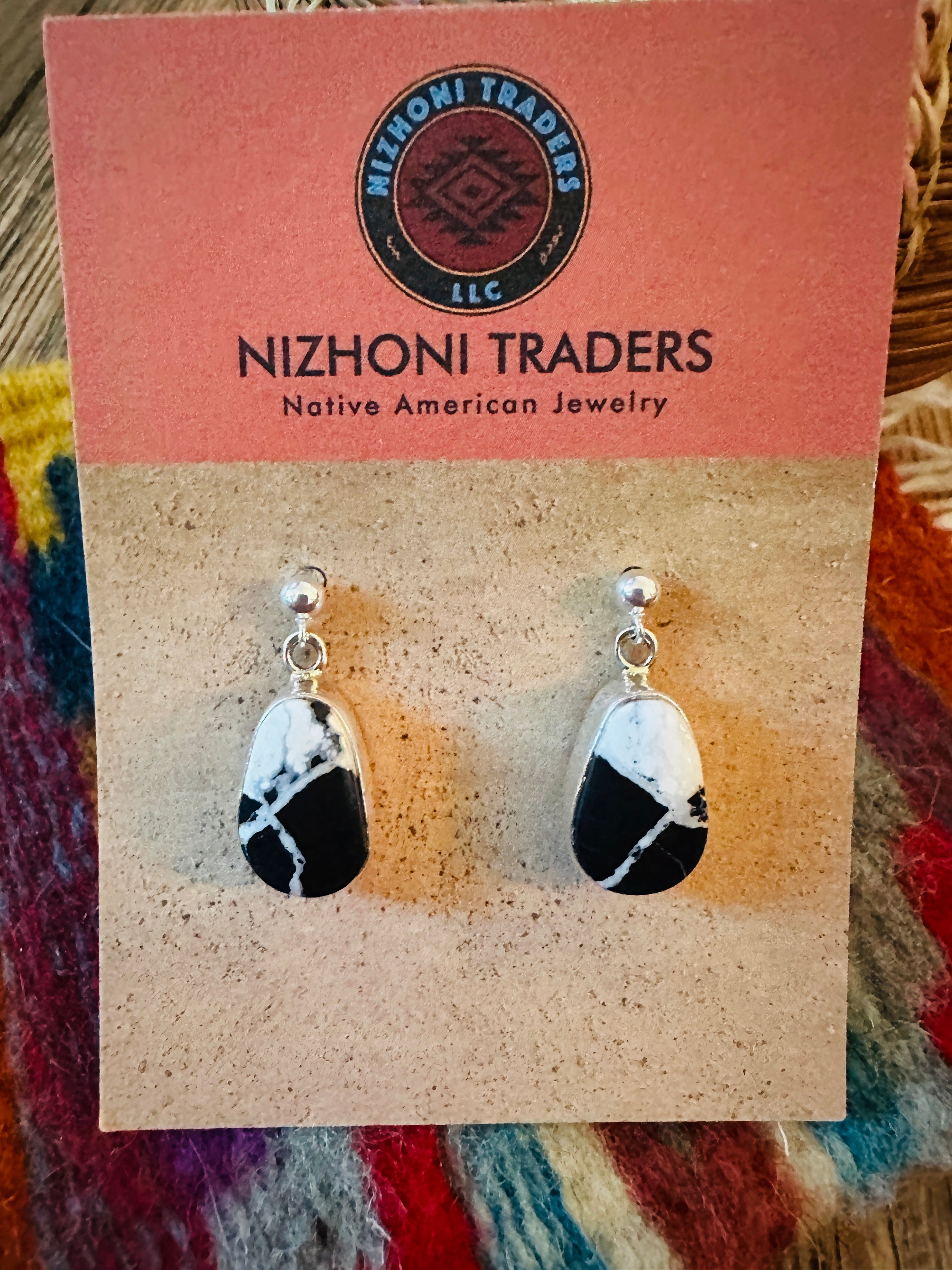 Handcrafted White Buffalo & Sterling Silver Dangle Earrings