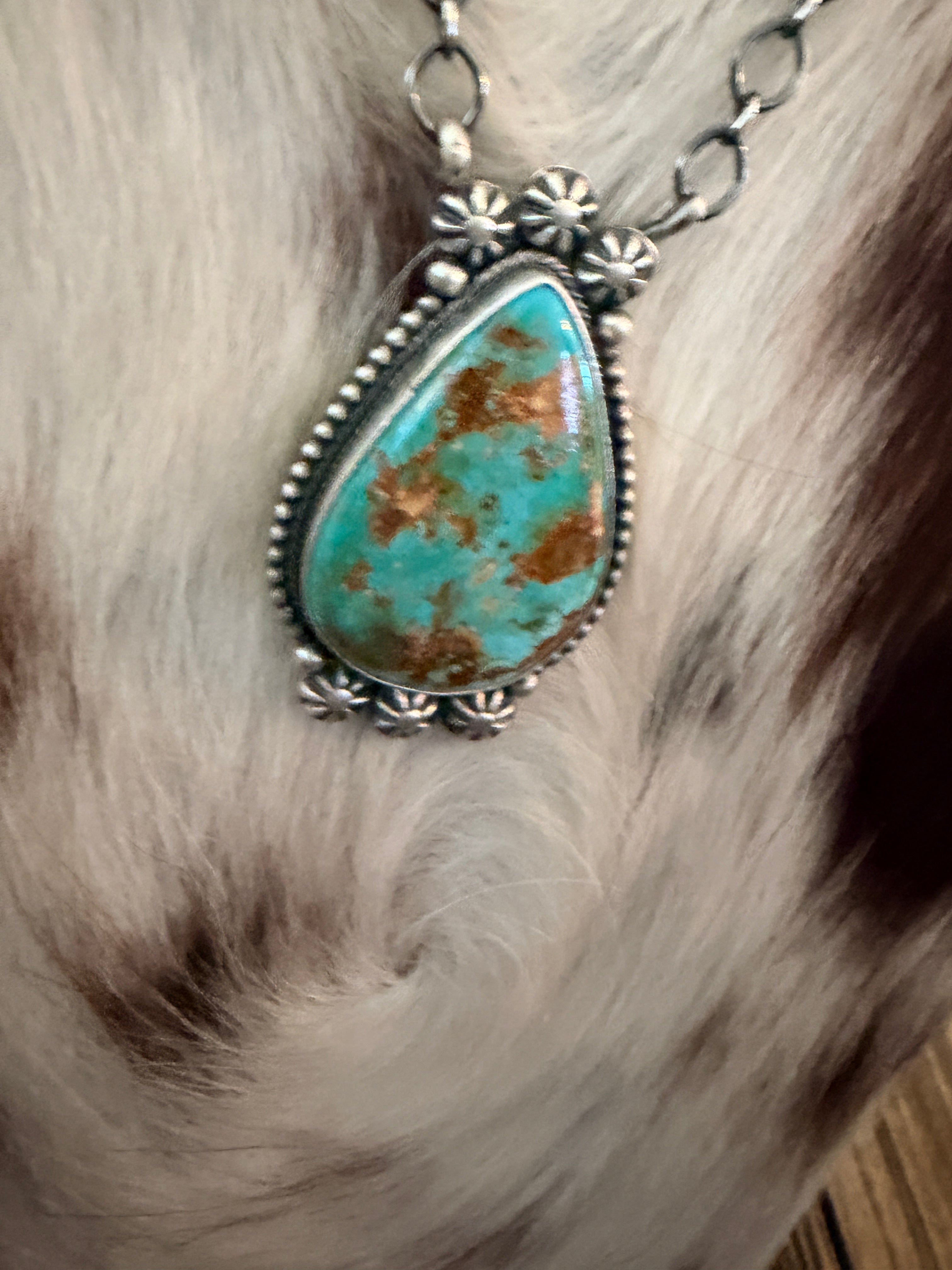 Handcrafted Turquoise & Sterling Silver Necklace by Daniel Benally