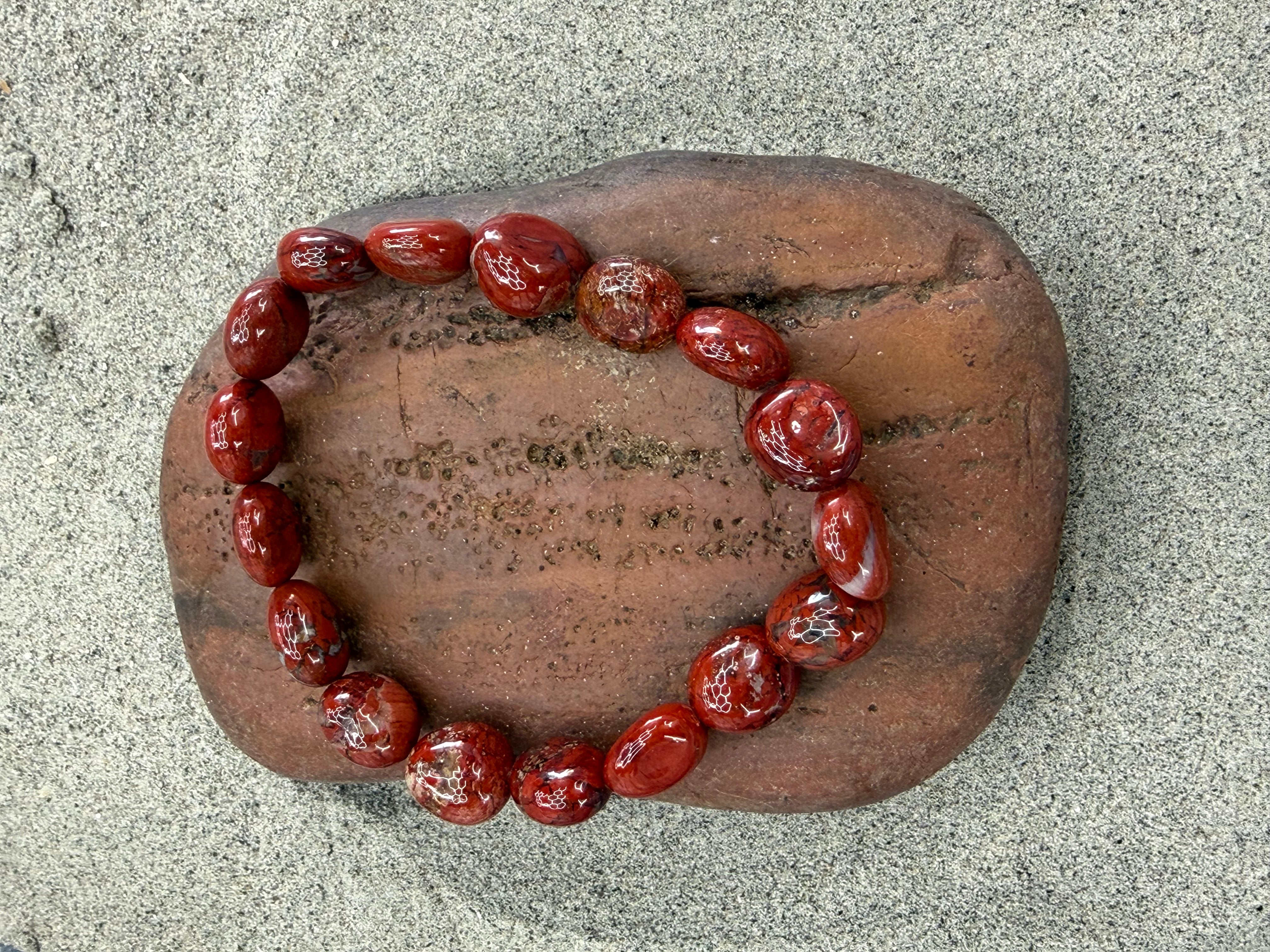 Red Jasper Nugget Stretch Bracelet