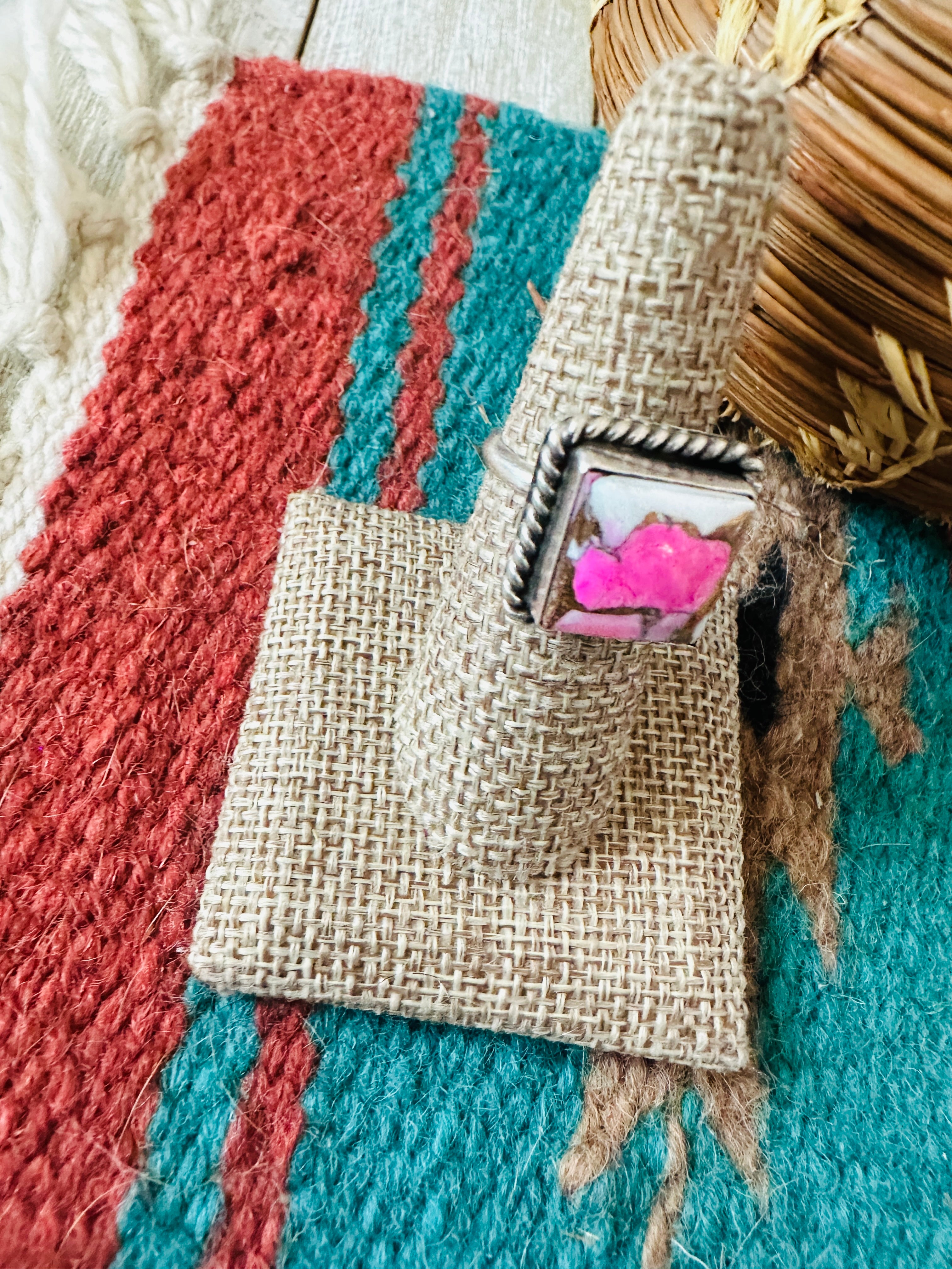 Handcrafted Sterling Silver & Cotton Candy Adjustable Ring