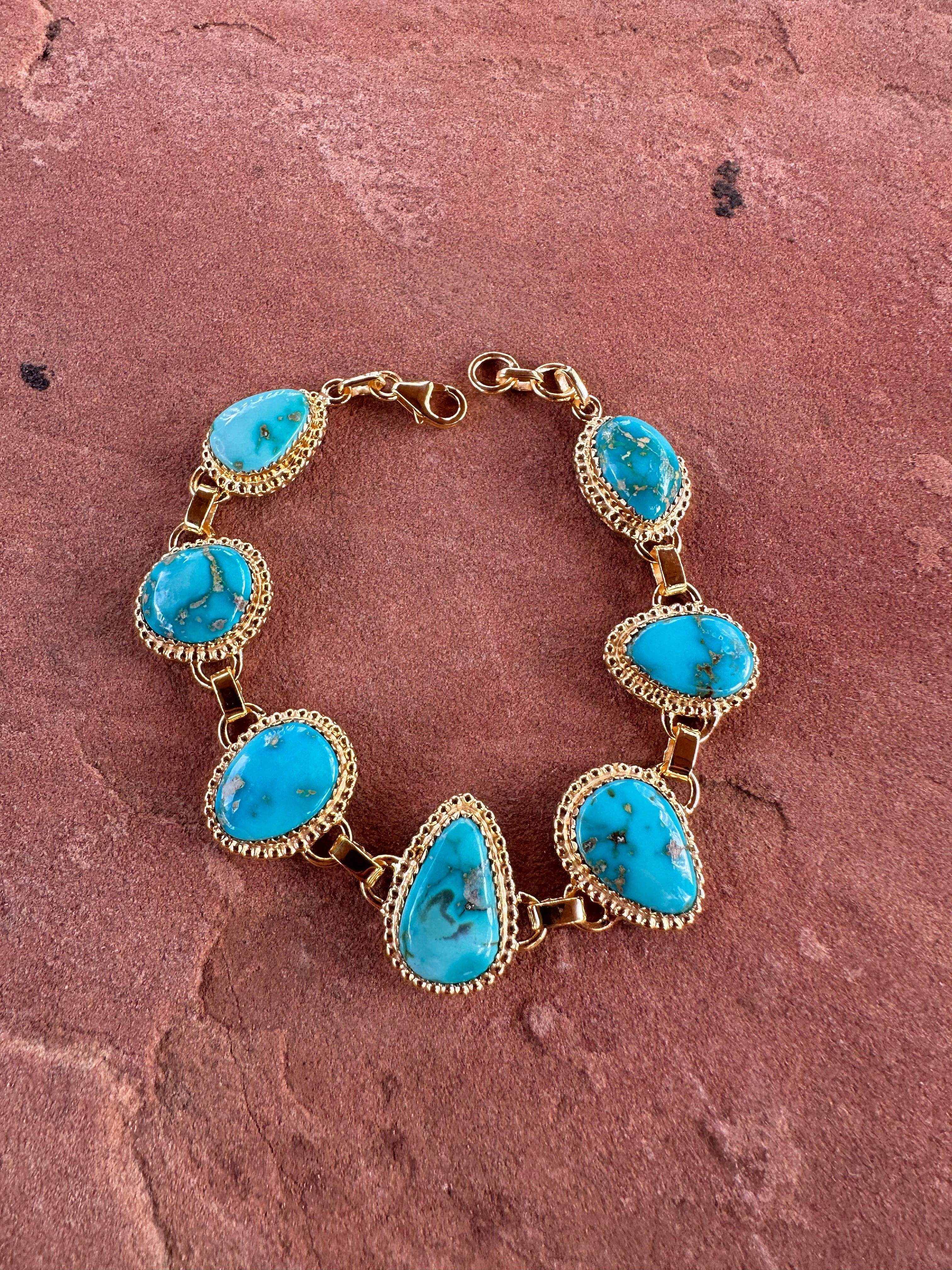 “The Golden Collection” Desert Sands Handmade Natural Turquoise Gold Plated Bracelet