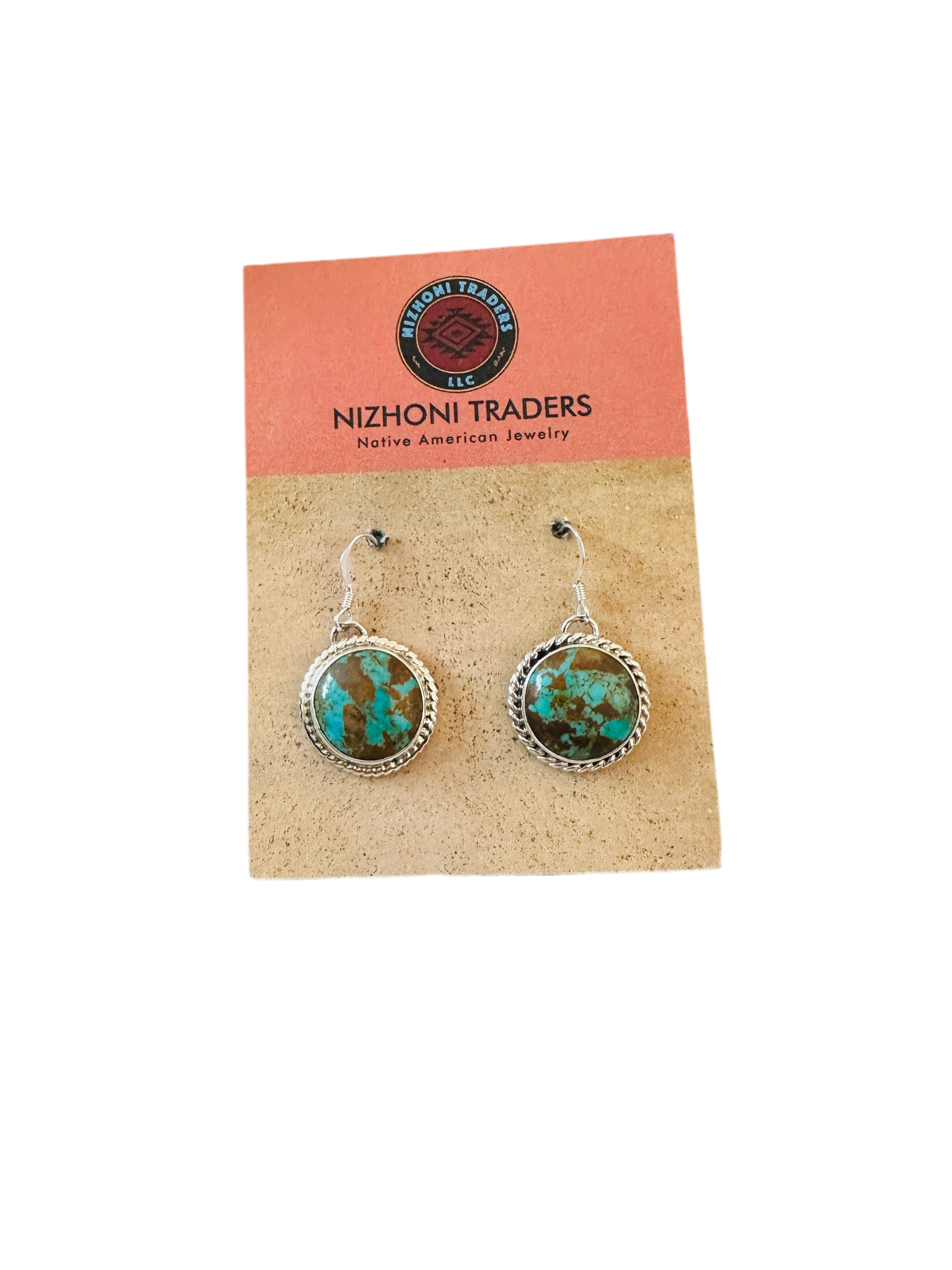 Navajo Turquoise & Sterling Silver Circle Dangle Earrings