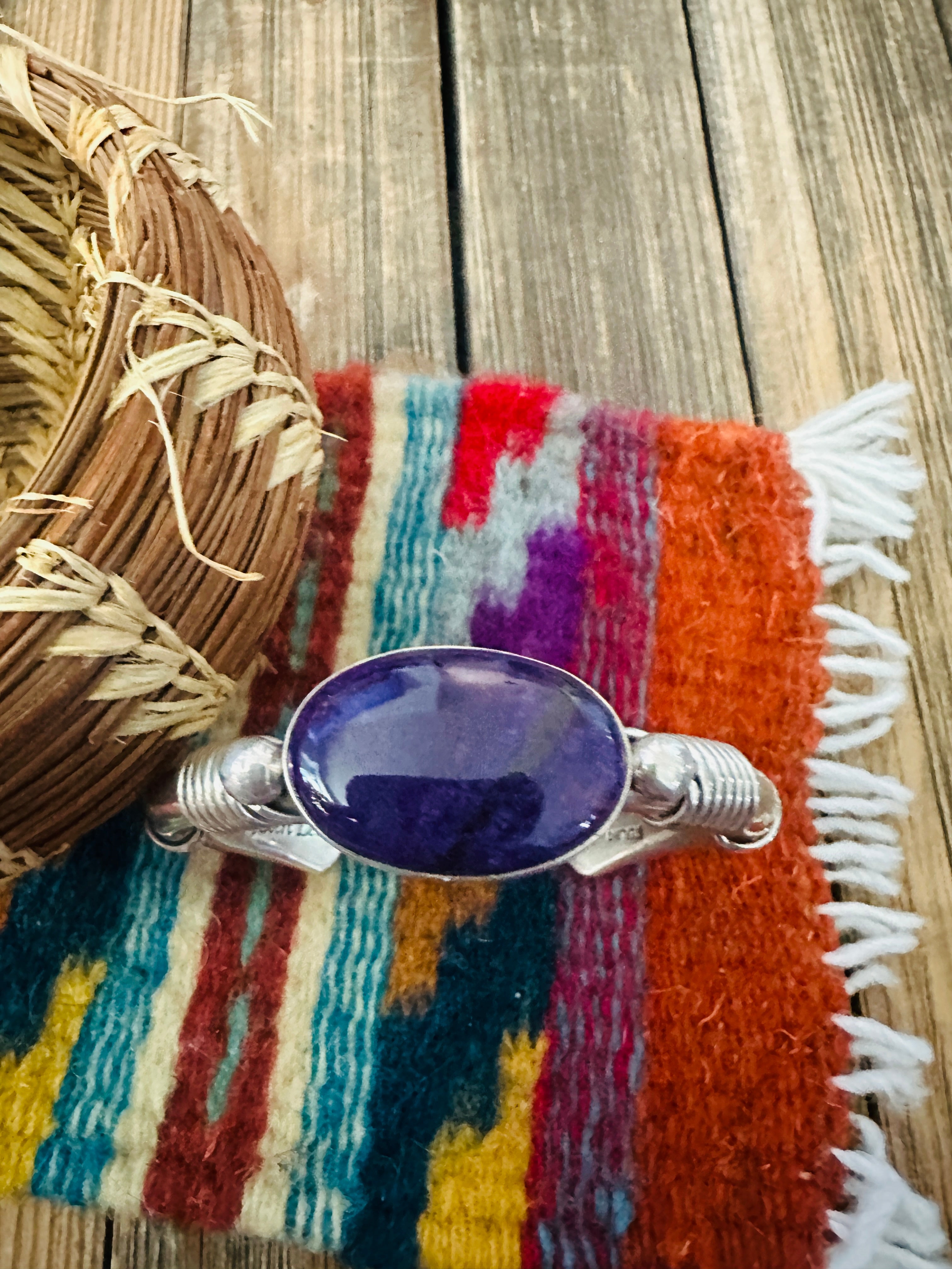 Handcrafted Sugilite & Sterling Silver Cuff Bracelet by Albert Lee