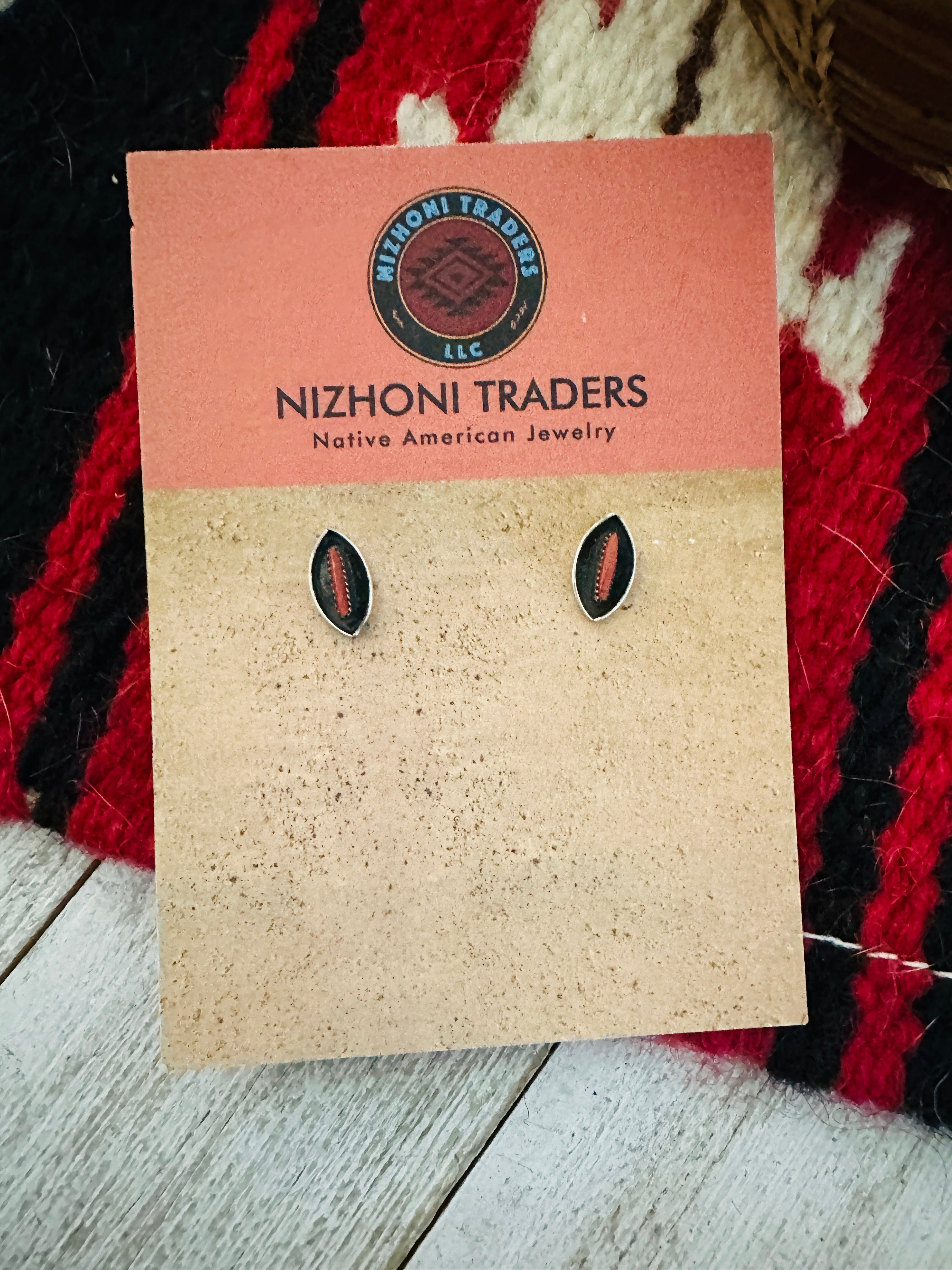 Handcrafted Coral & Sterling Silver Shadowbox Stud Earrings