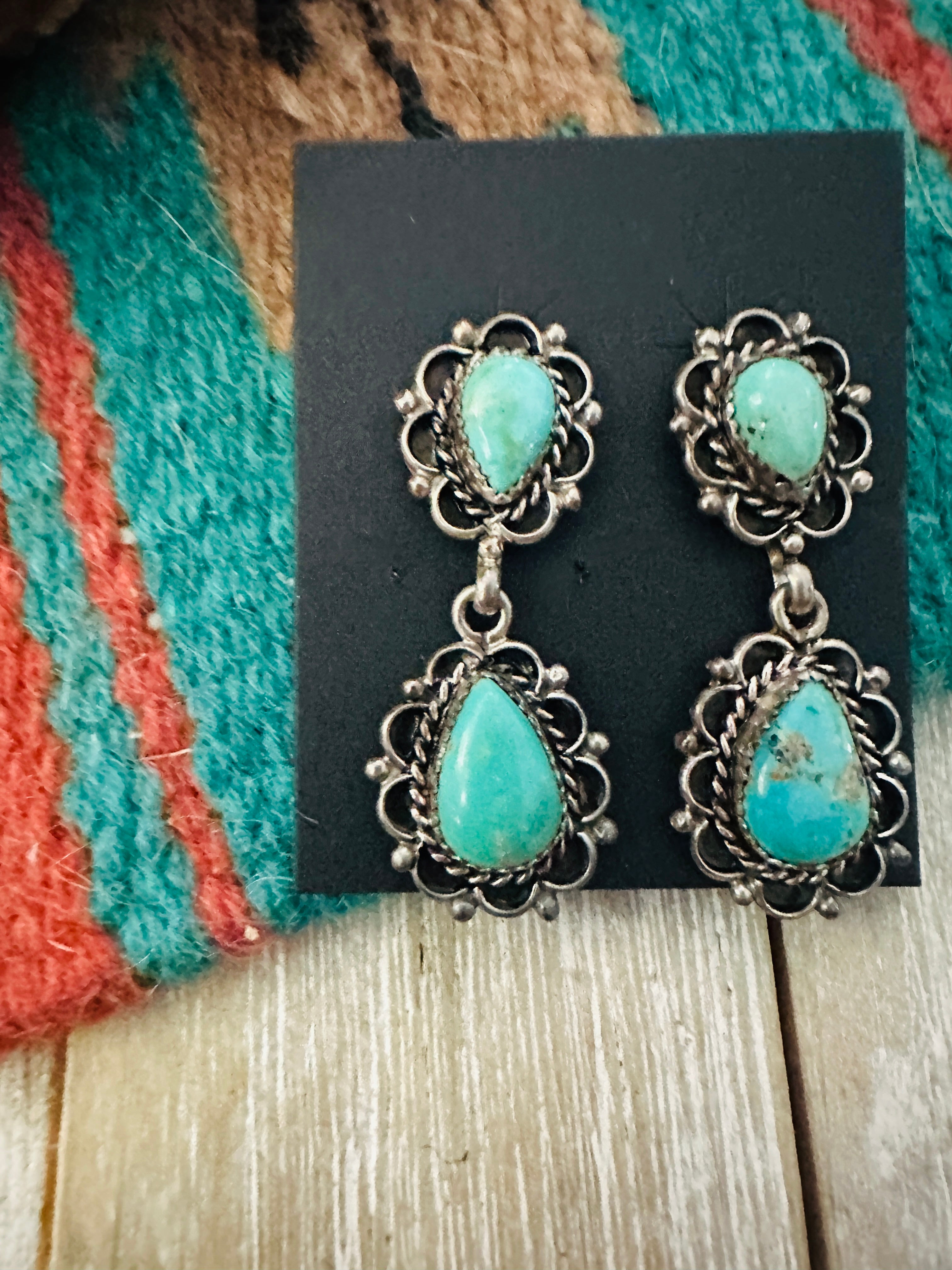 Handcrafted Sterling Silver & Turquoise Dangle Earrings