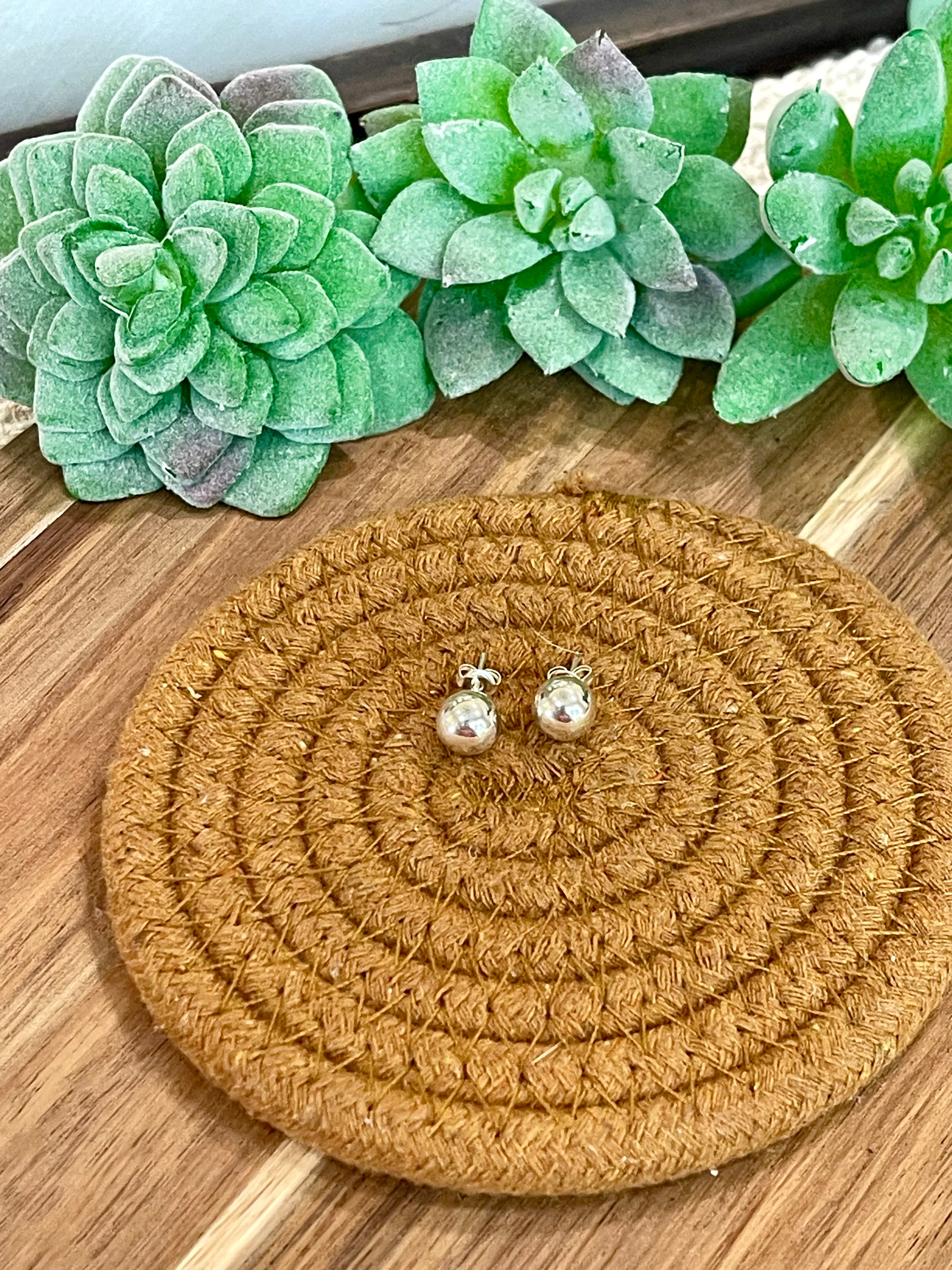 Handmade In Mexico Sterling Silver, Ball Stud Earrings