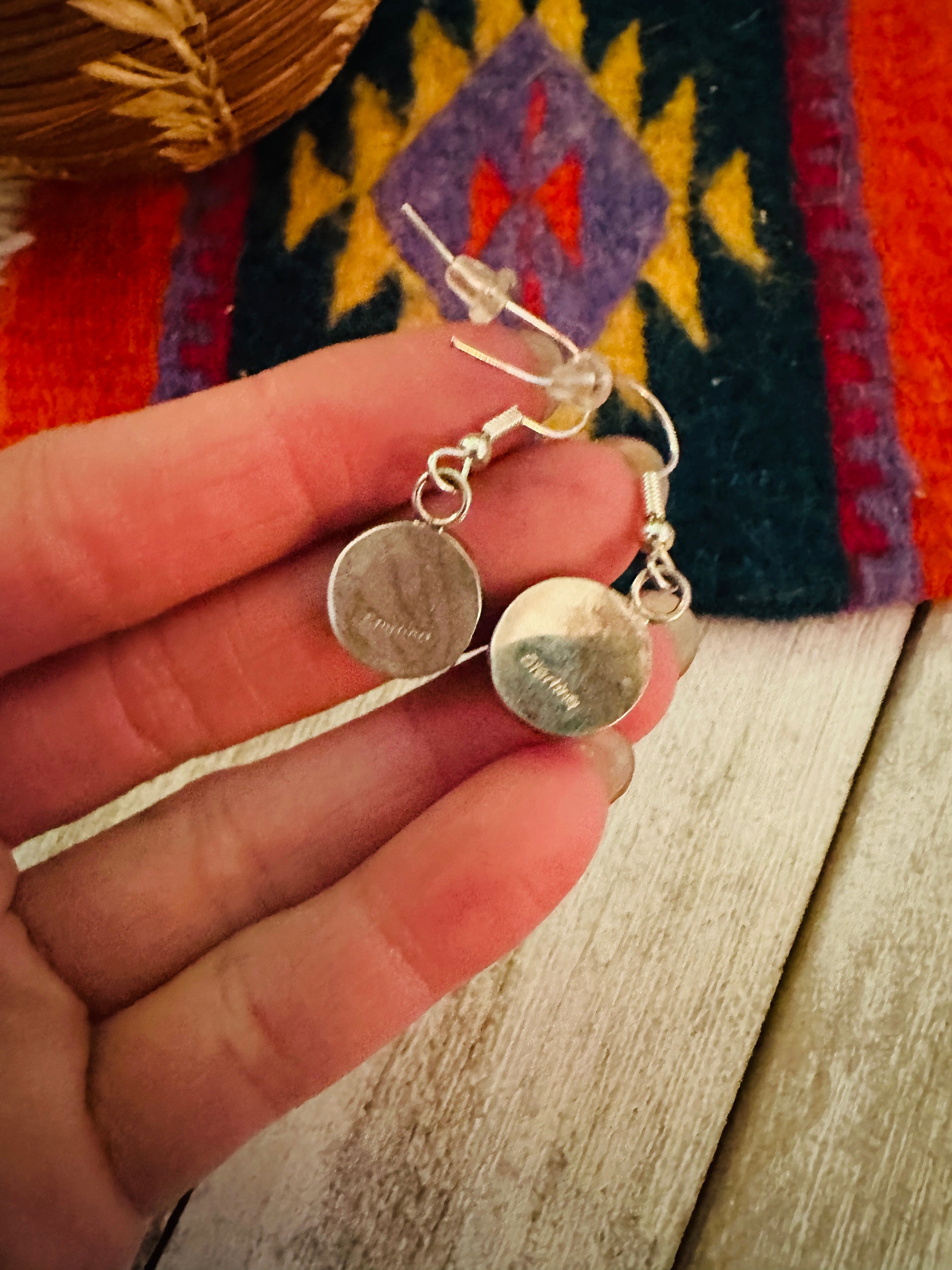 Handcrafted Multi Stone & Sterling Silver Inlay Dangle Earrings