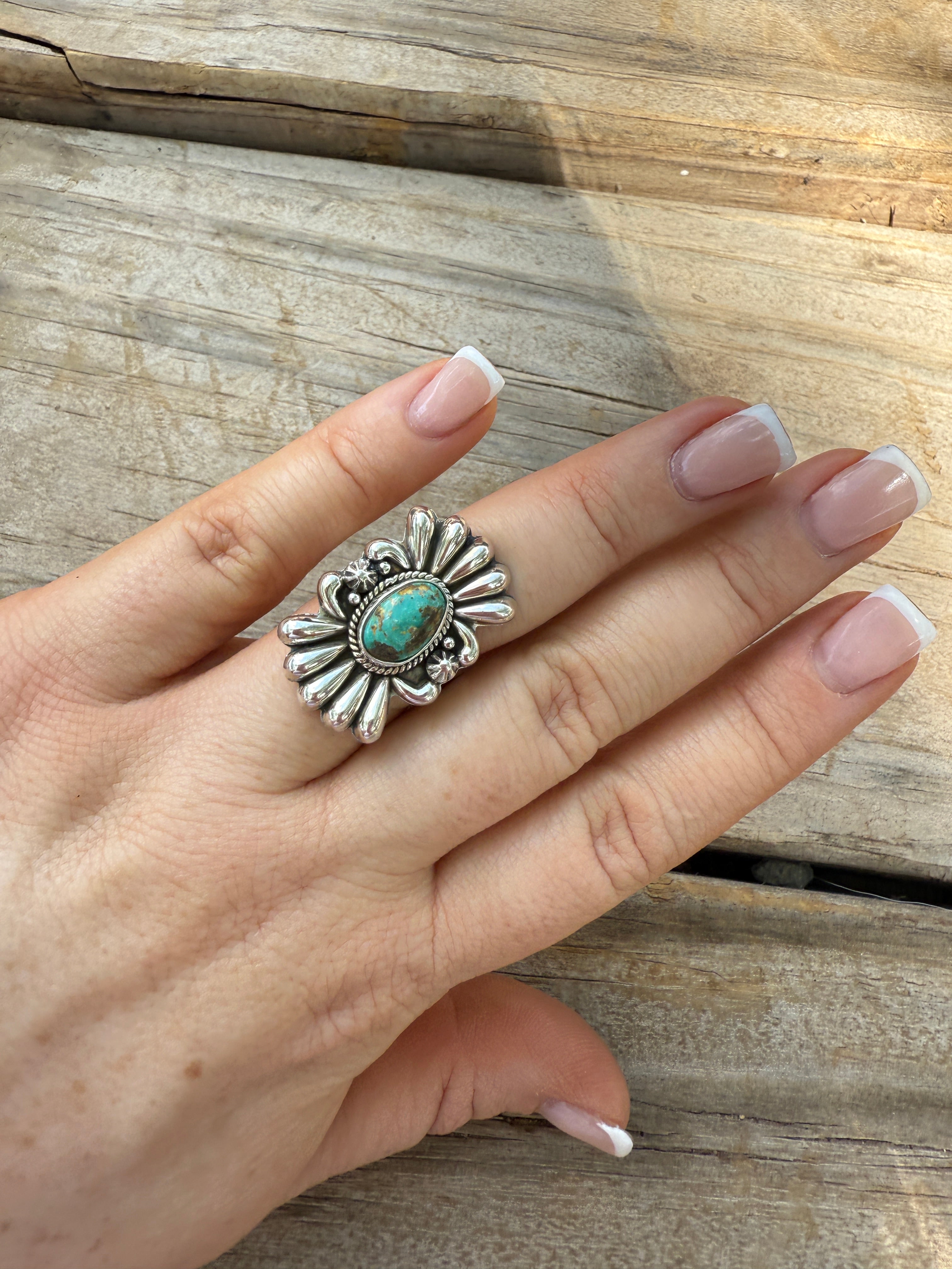 Handmade Sonoran Mountain Turquoise & Sterling Adjustable Silver Ring