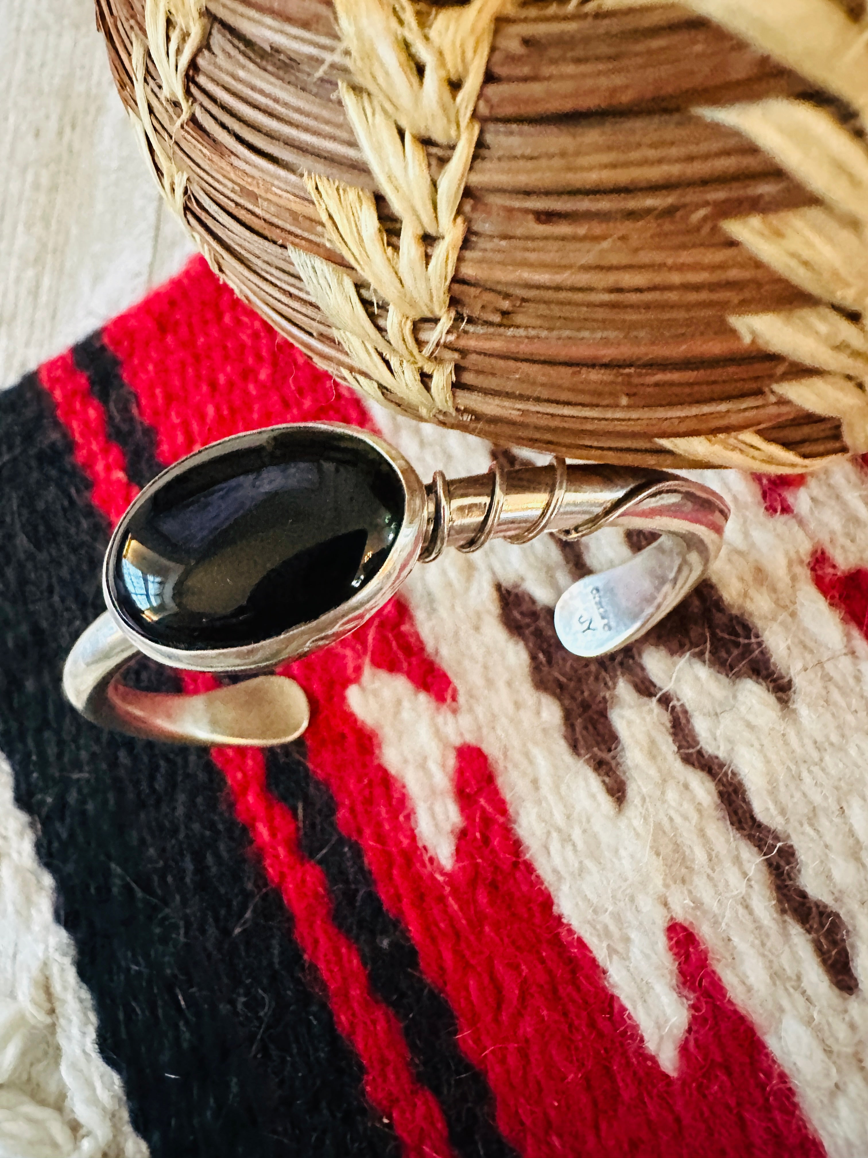 Handcrafted Sterling Silver & Black Onyx Cuff Bracelet