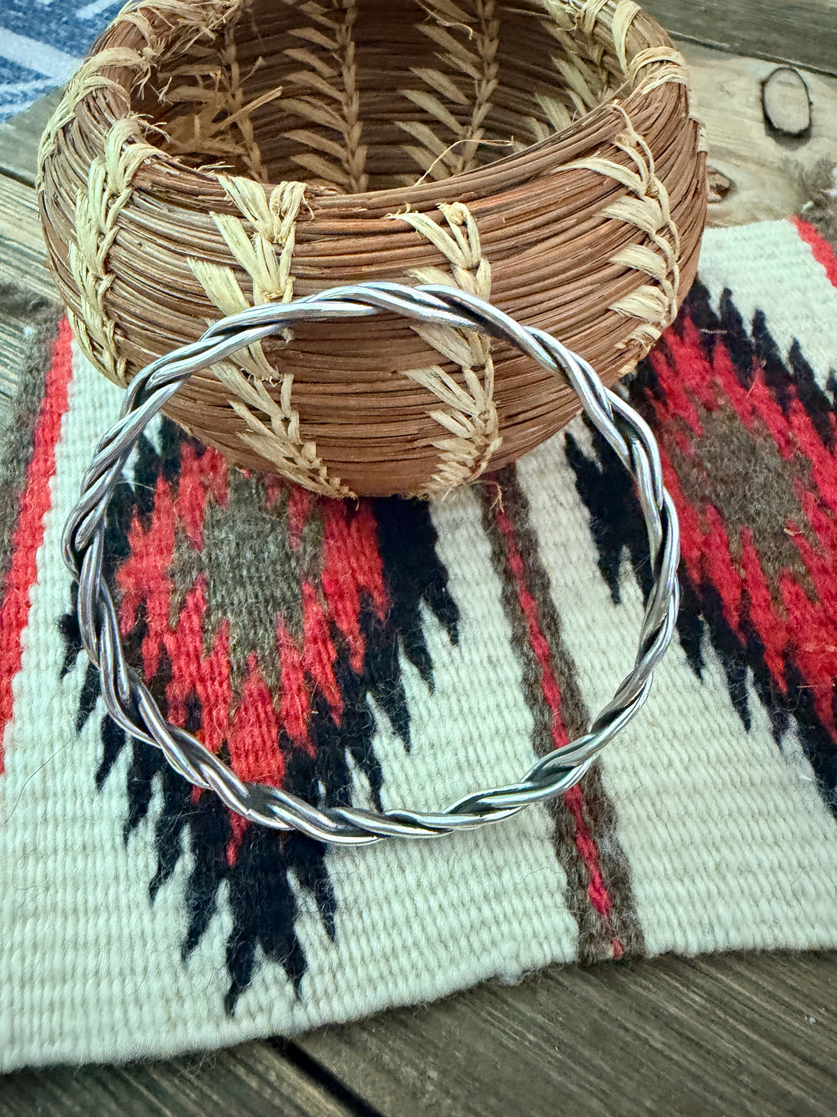 Handcrafted Sterling Silver Twisted Bangle Bracelet