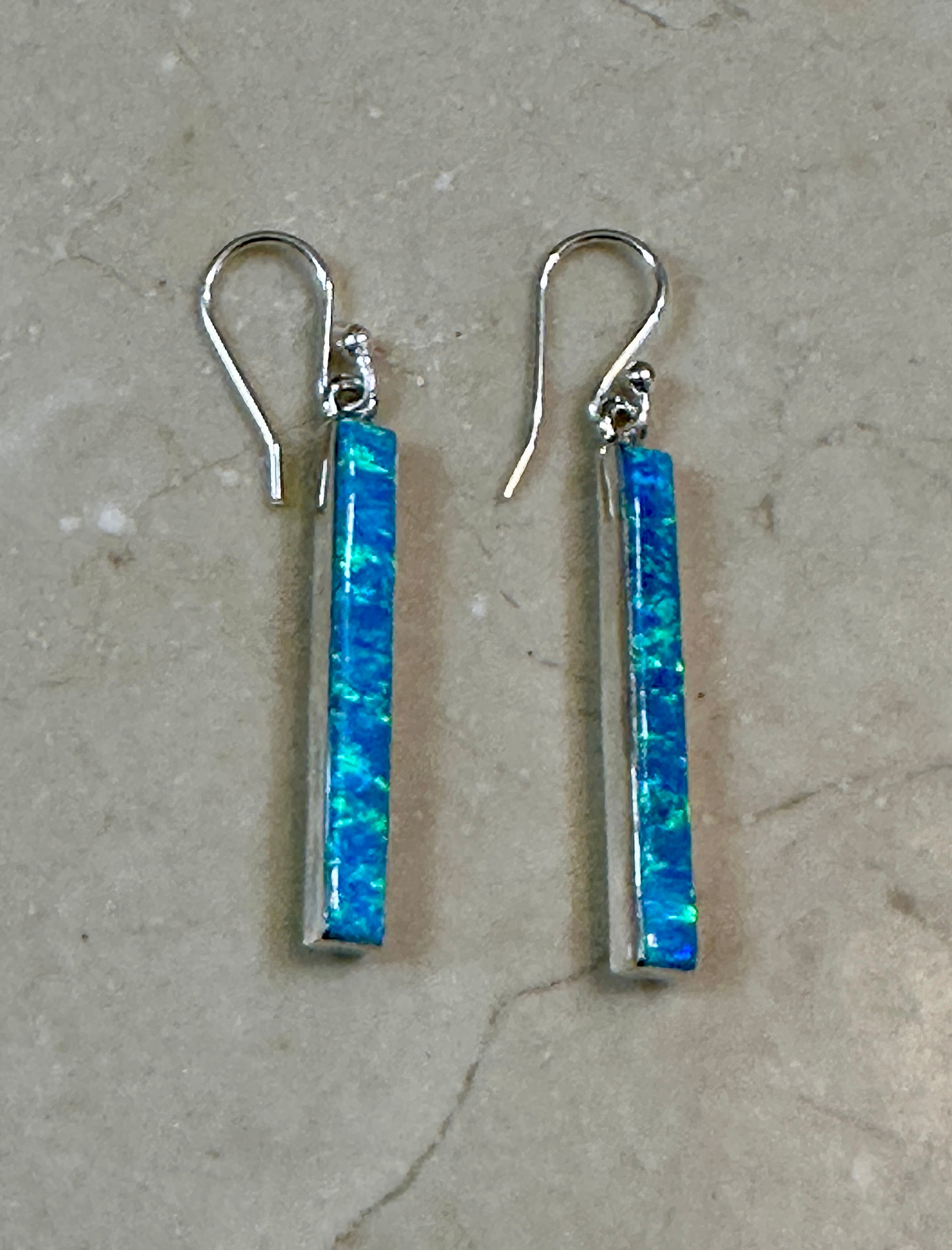 Blue Opal Column Earrings