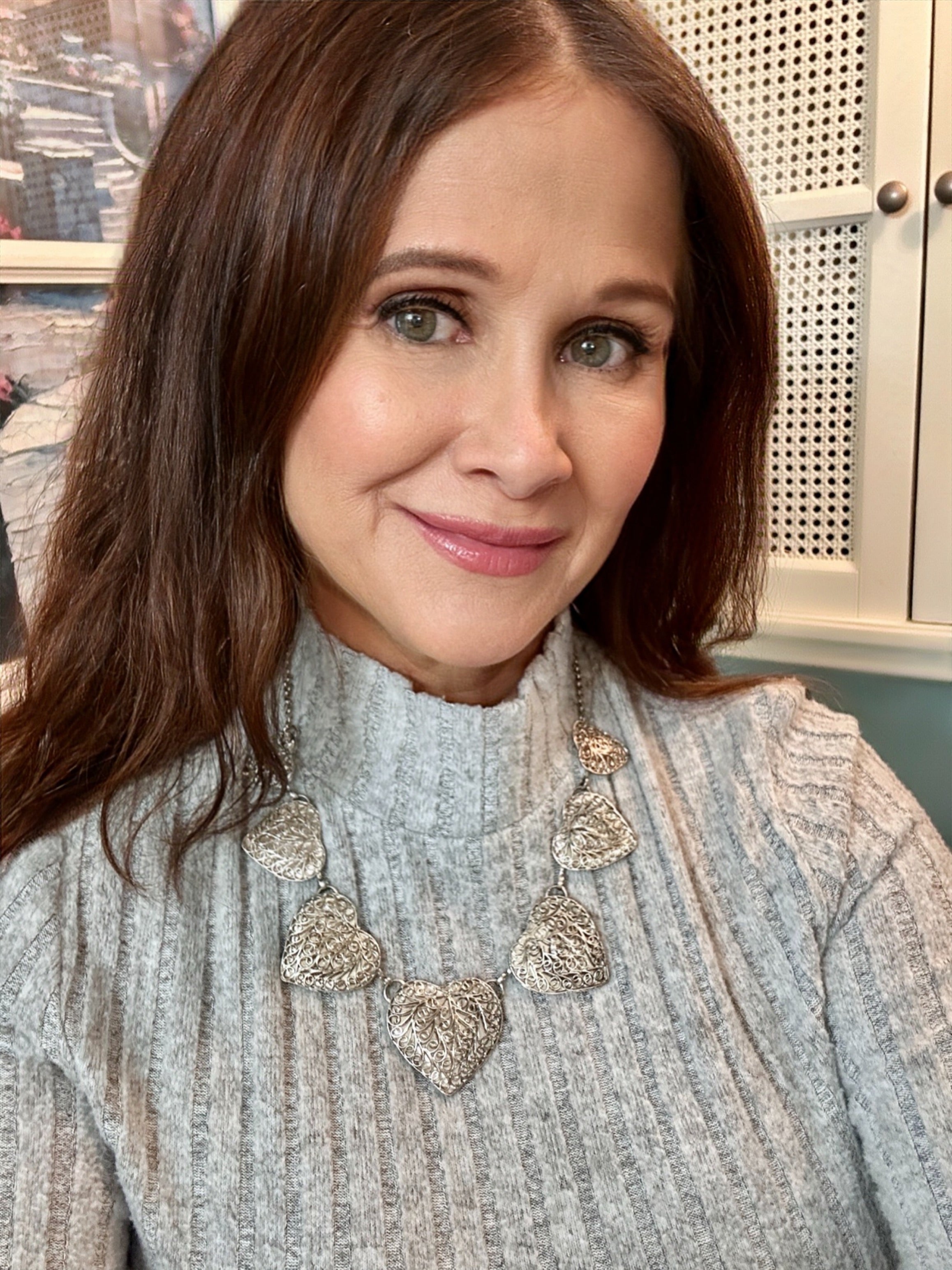 Silver-Plated Filigree Heart Necklace