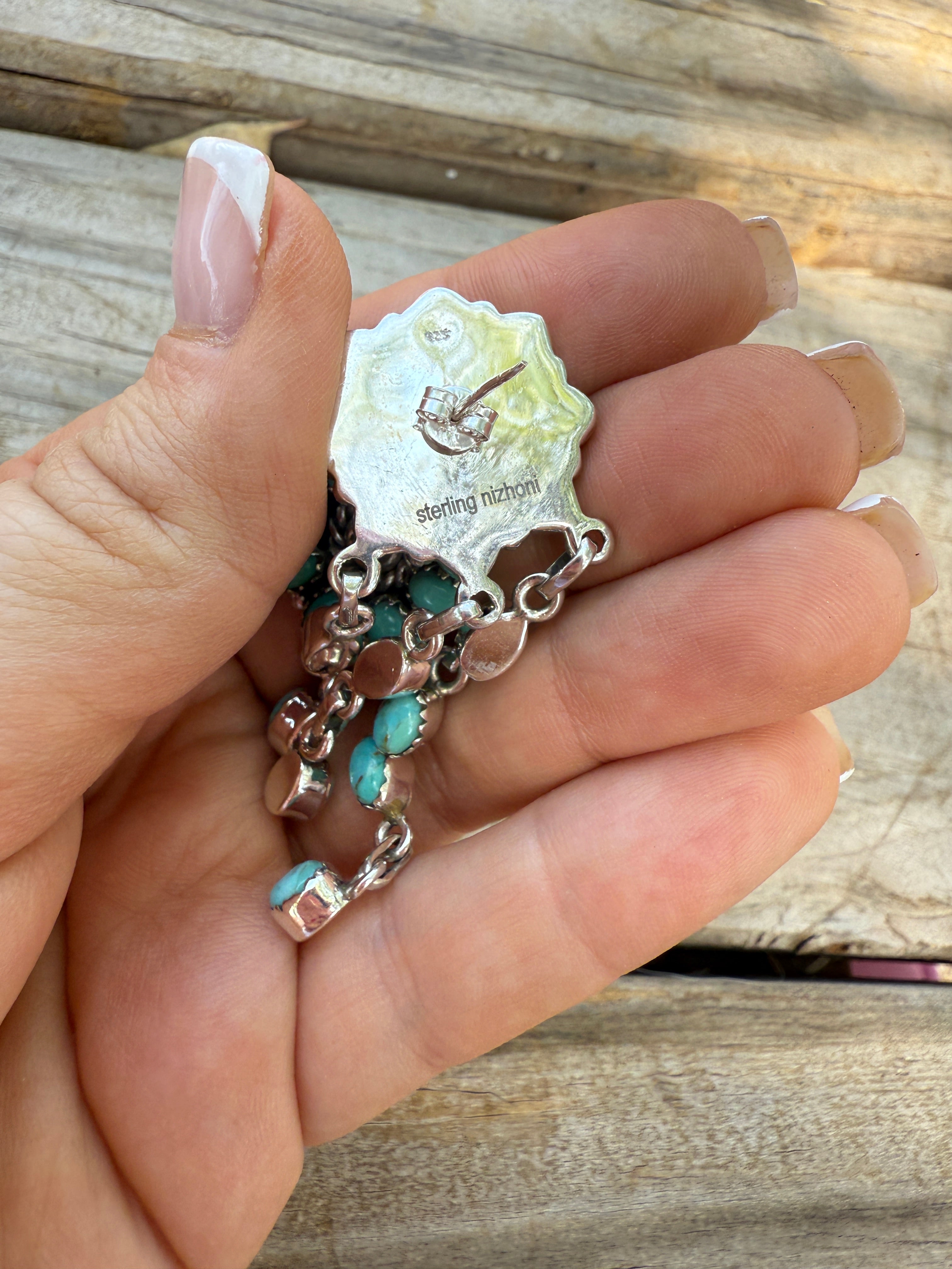Handmade Sterling Silver Turquoise Dangle Earrings