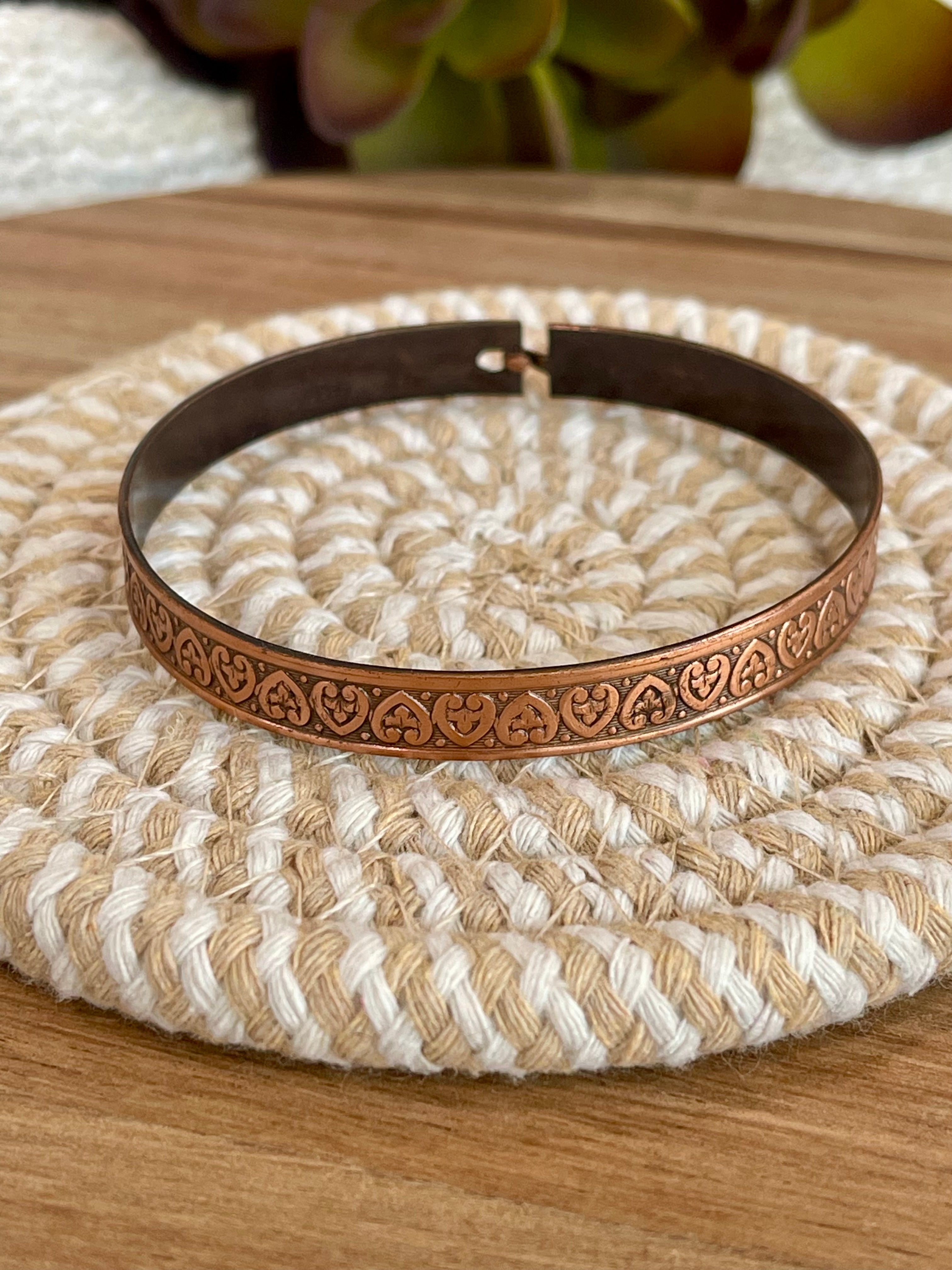 Vintage Handmade Copper Heart Bracelet