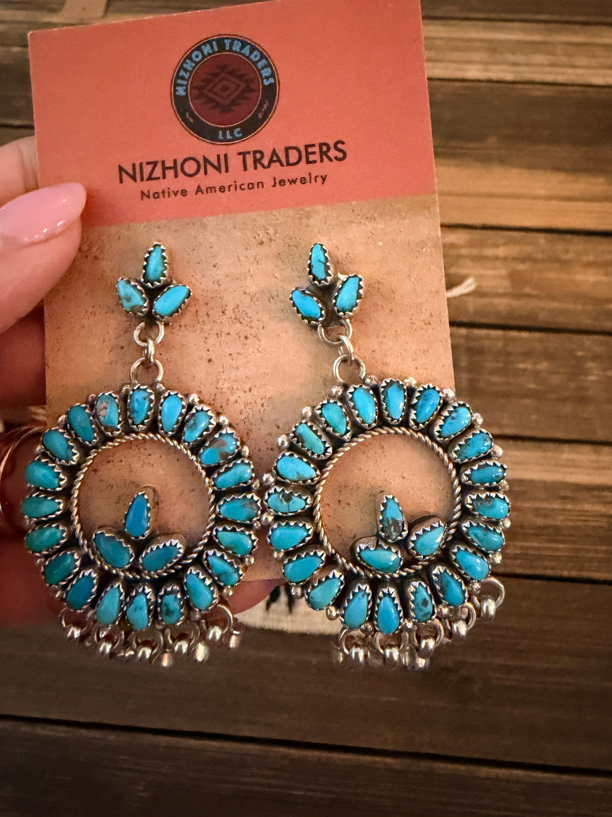 Handcrafted Sleeping Beauty Turquoise & Sterling Silver Cluster Dangle Earrings by Juliana Williams