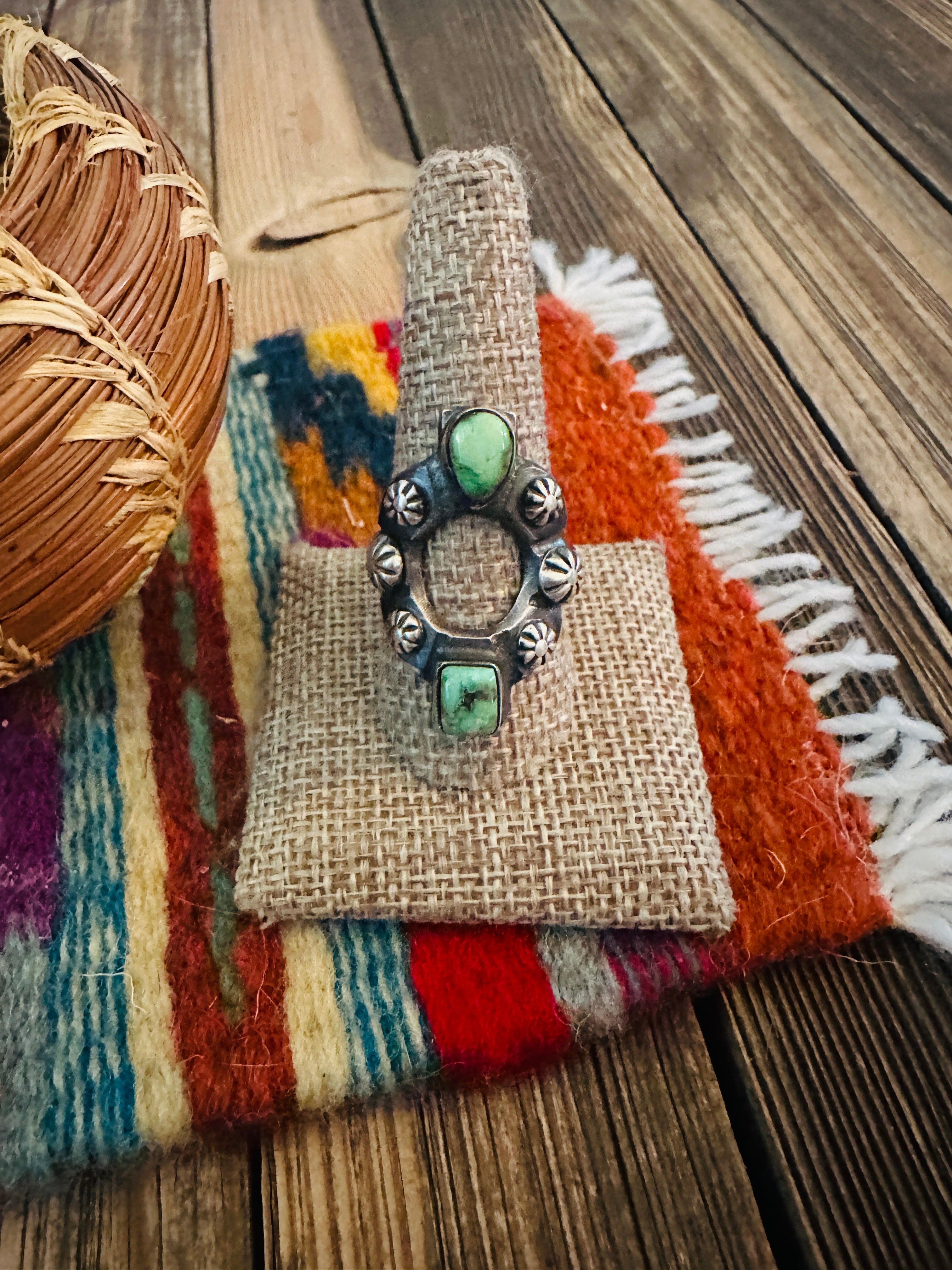 Handcrafted Turquoise & Sterling Silver Ring Size 10.5 by Chimney Butte