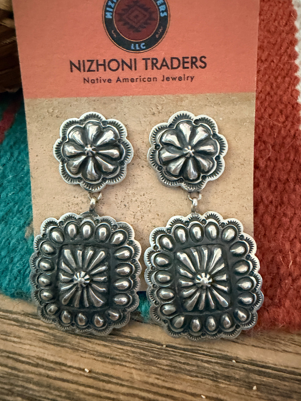 Handcrafted Sterling Silver Concho Dangle Earrings