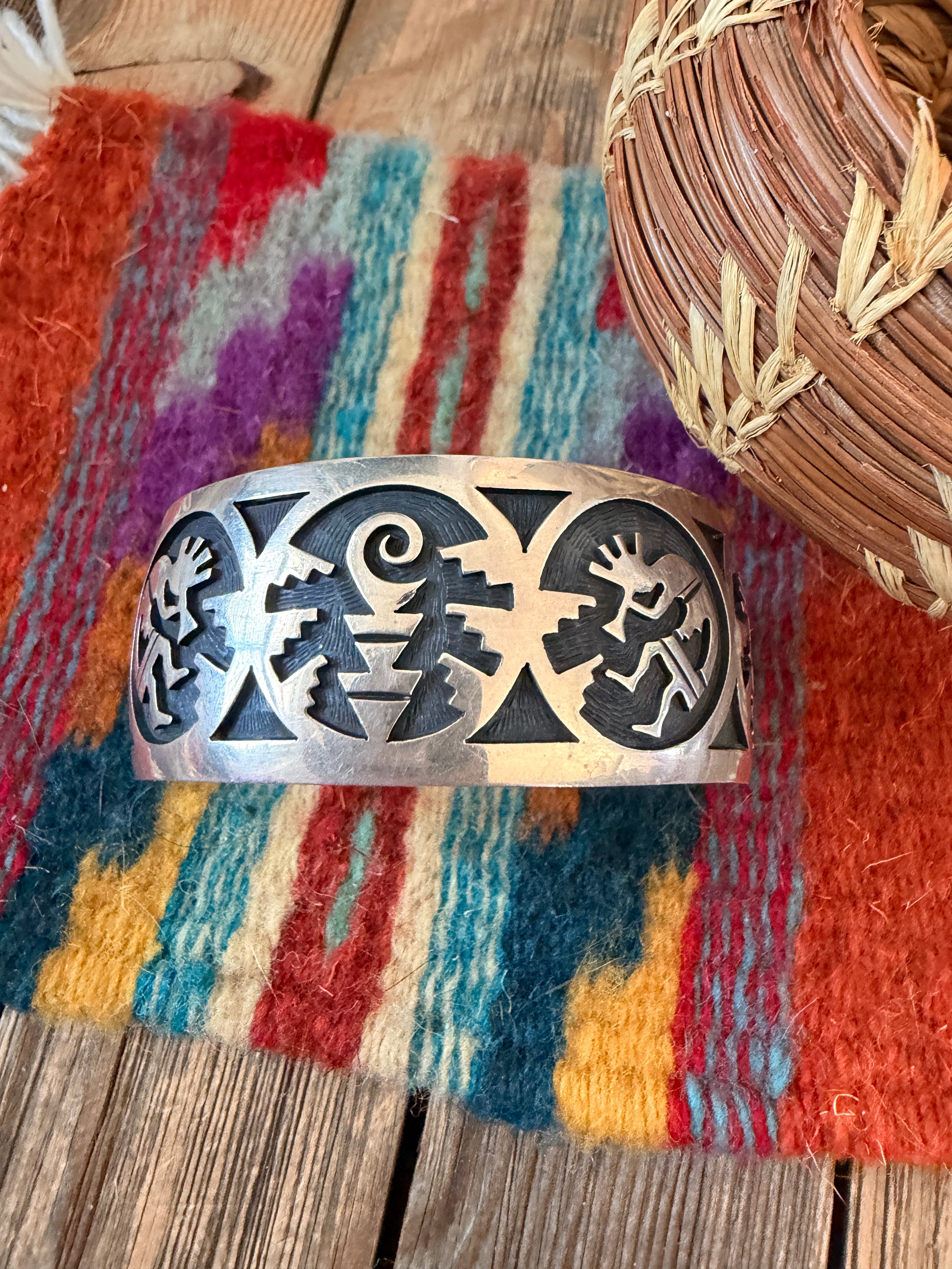Handcrafted Sterling Silver Overlay Cuff Bracelet
