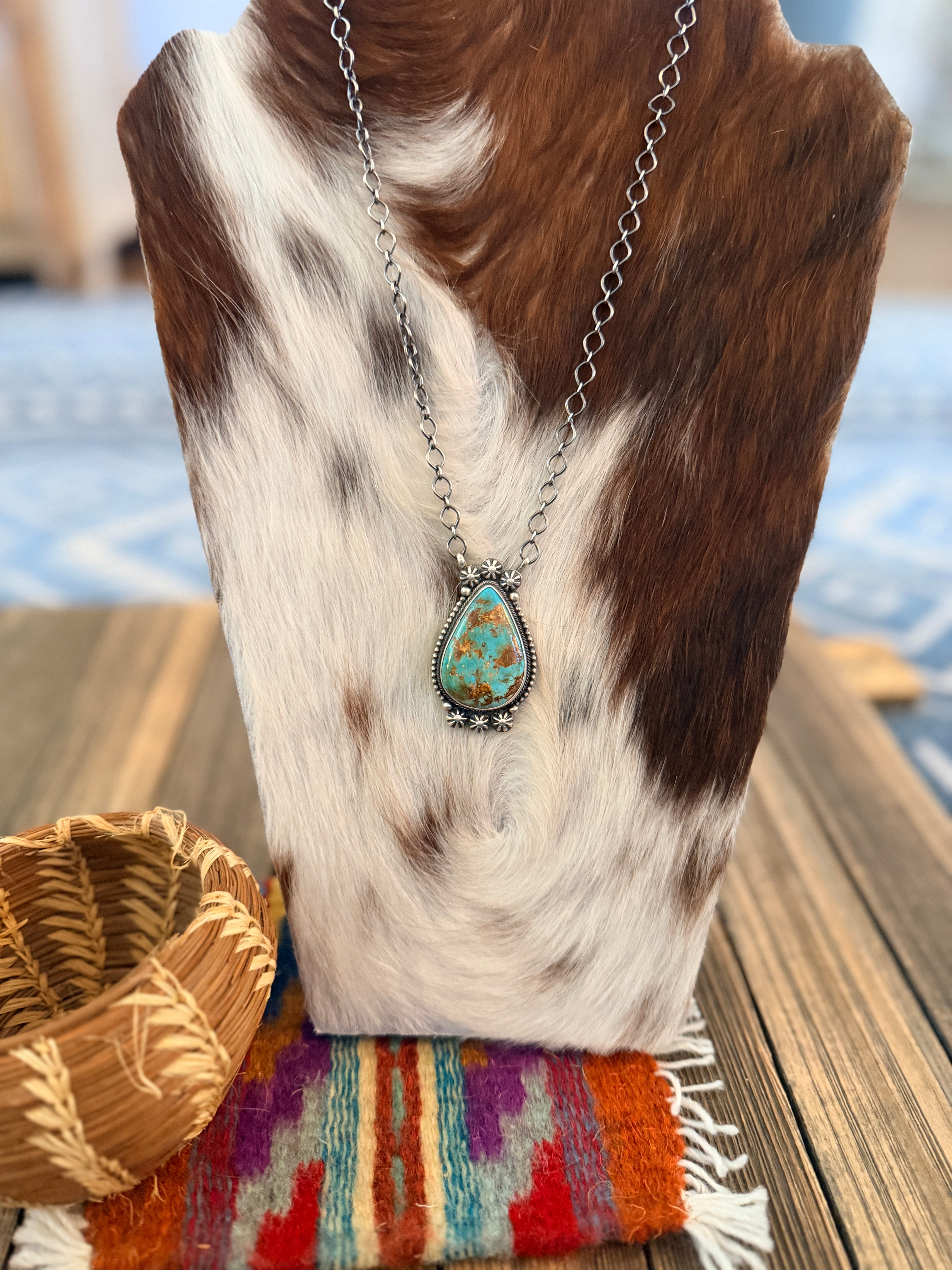 Handcrafted Turquoise & Sterling Silver Necklace by Daniel Benally
