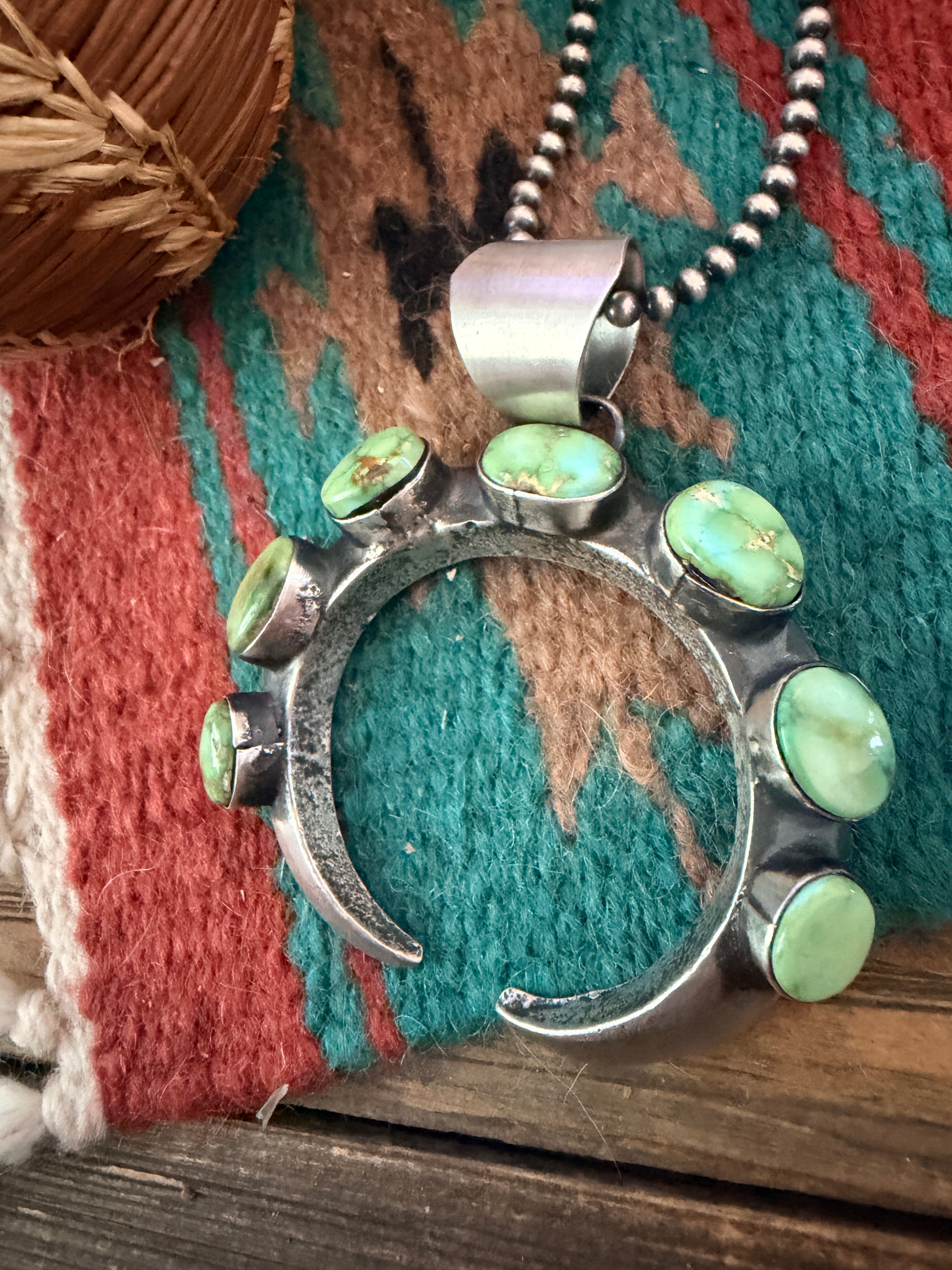 Handcrafted Sterling Silver & Sonoran Mountain Turquoise Naja Pendant by Chimney Butte