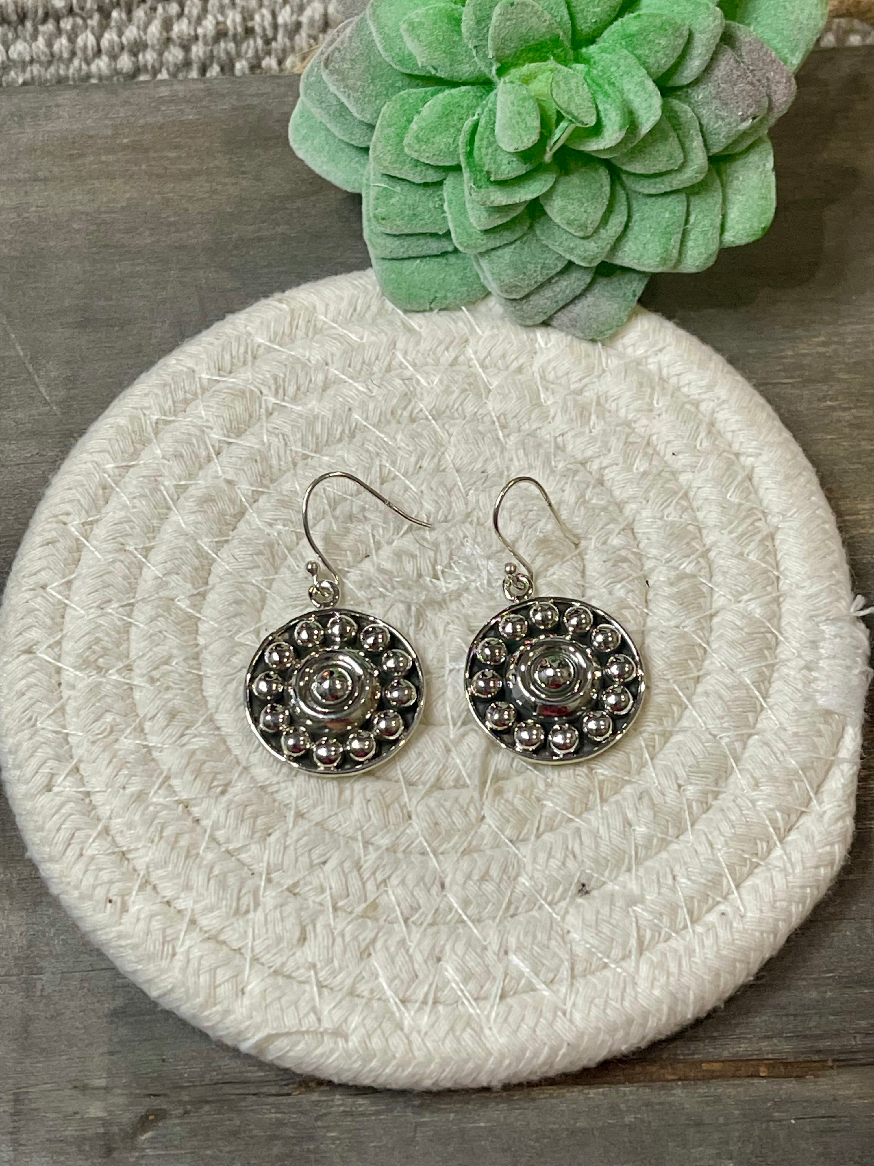 Handmade Sterling Silver Ball Dangle Earrings