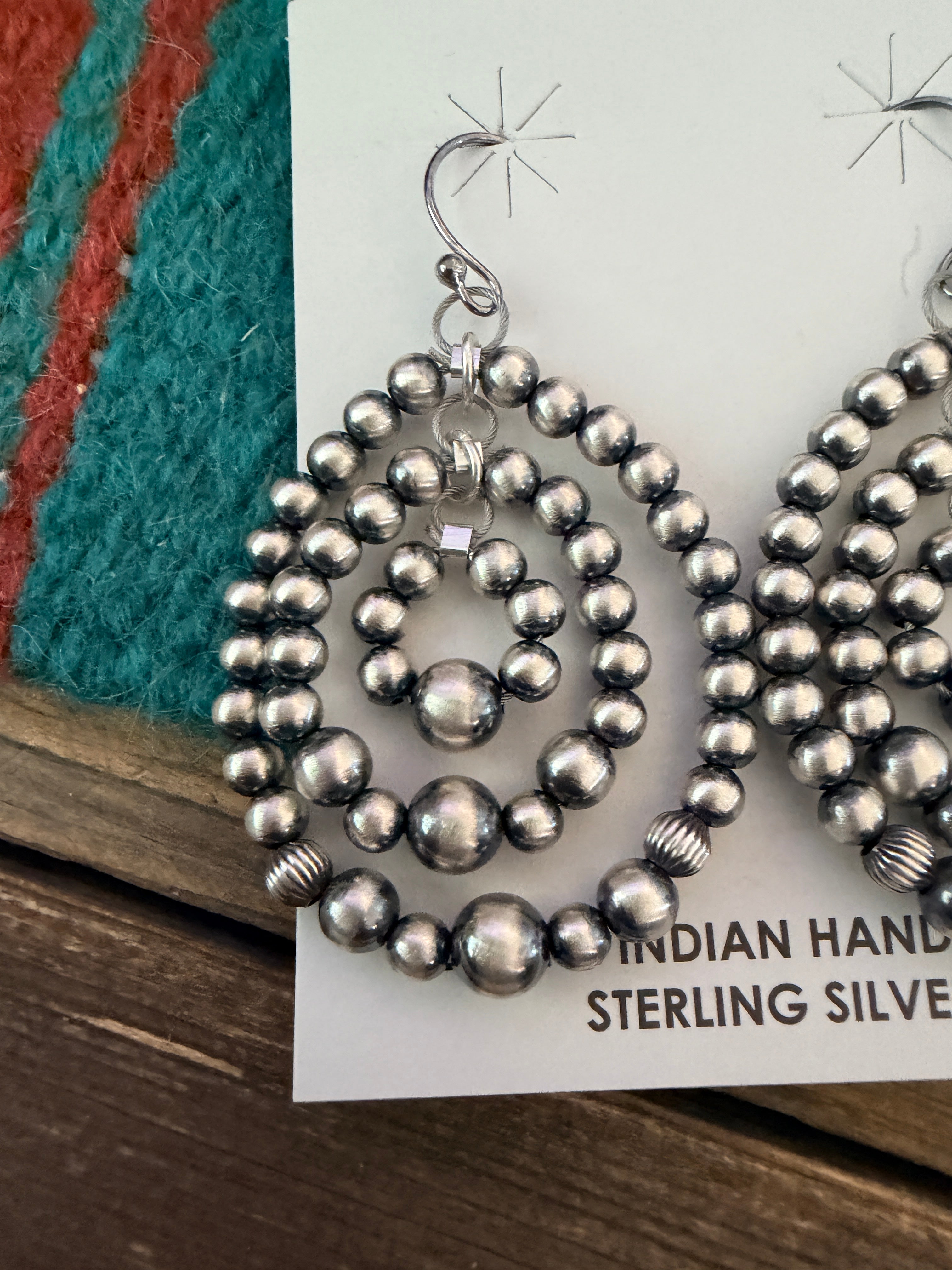 Handcrafted Sterling Silver Pearl Beaded Dangle Earrings