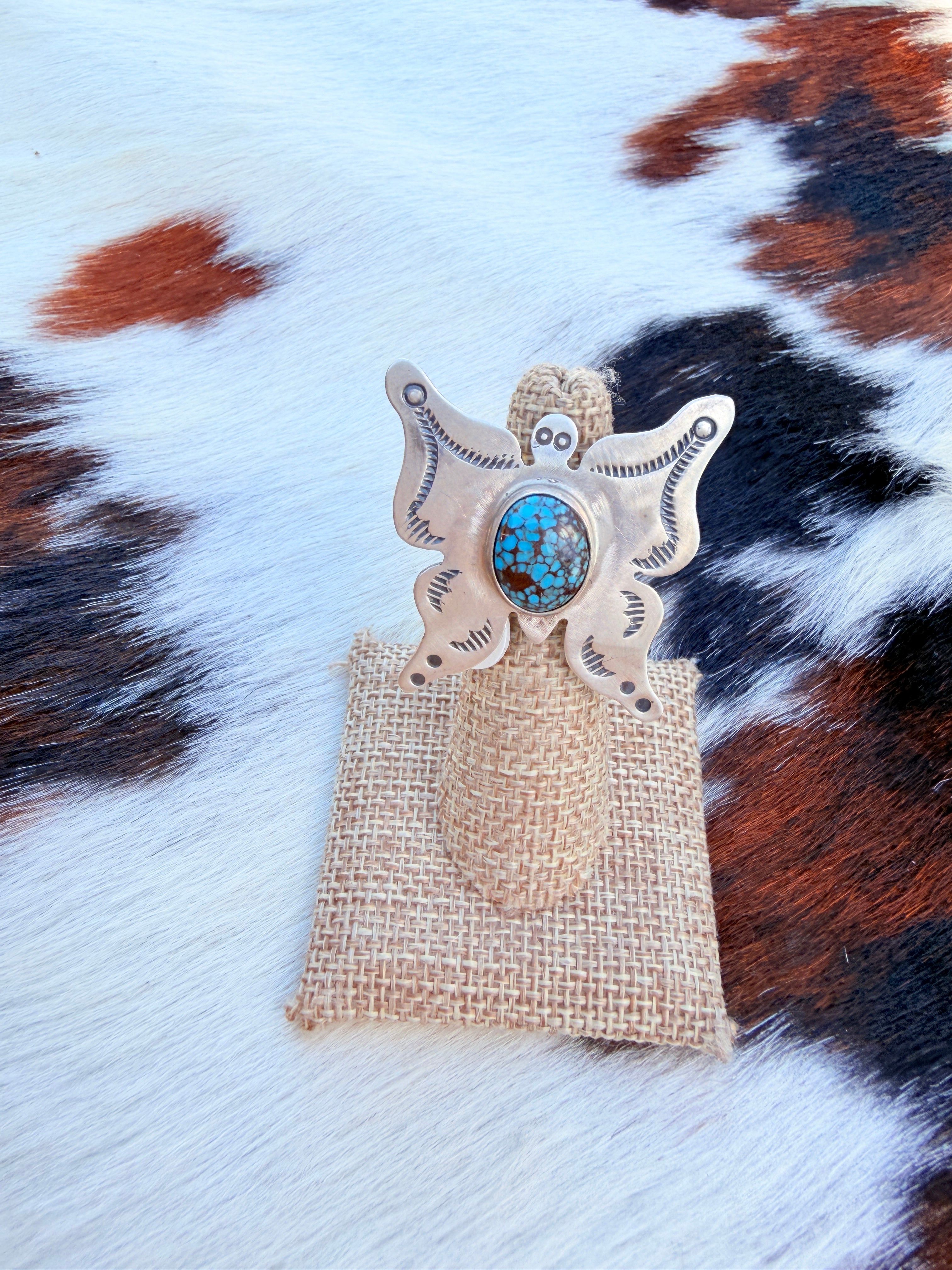 Handcrafted Turquoise & Sterling Silver Adjustable Butterfly Ring