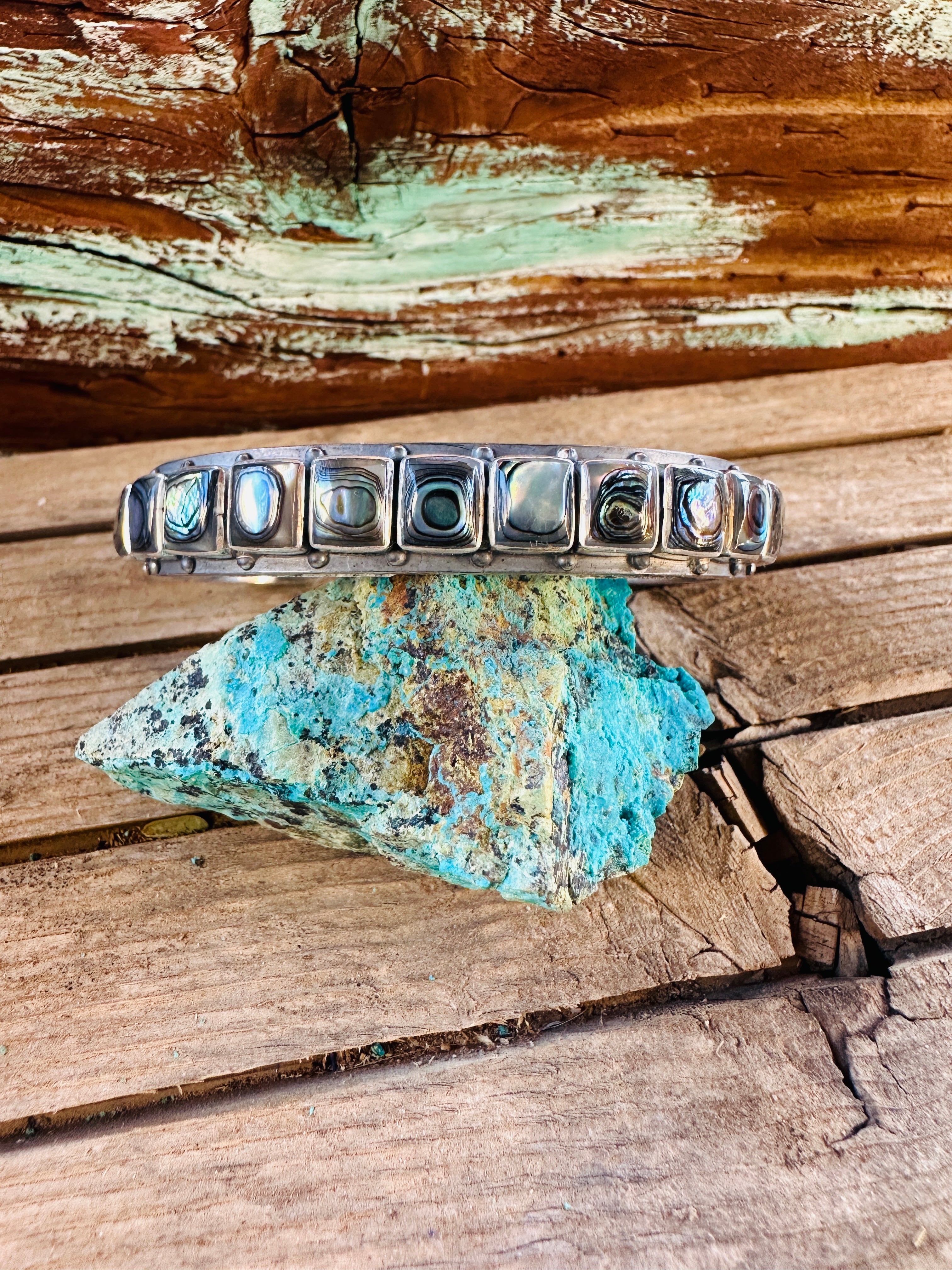 Handcrafted Sterling Silver and Abalone Cuff Bracelet by Federico Jimenez