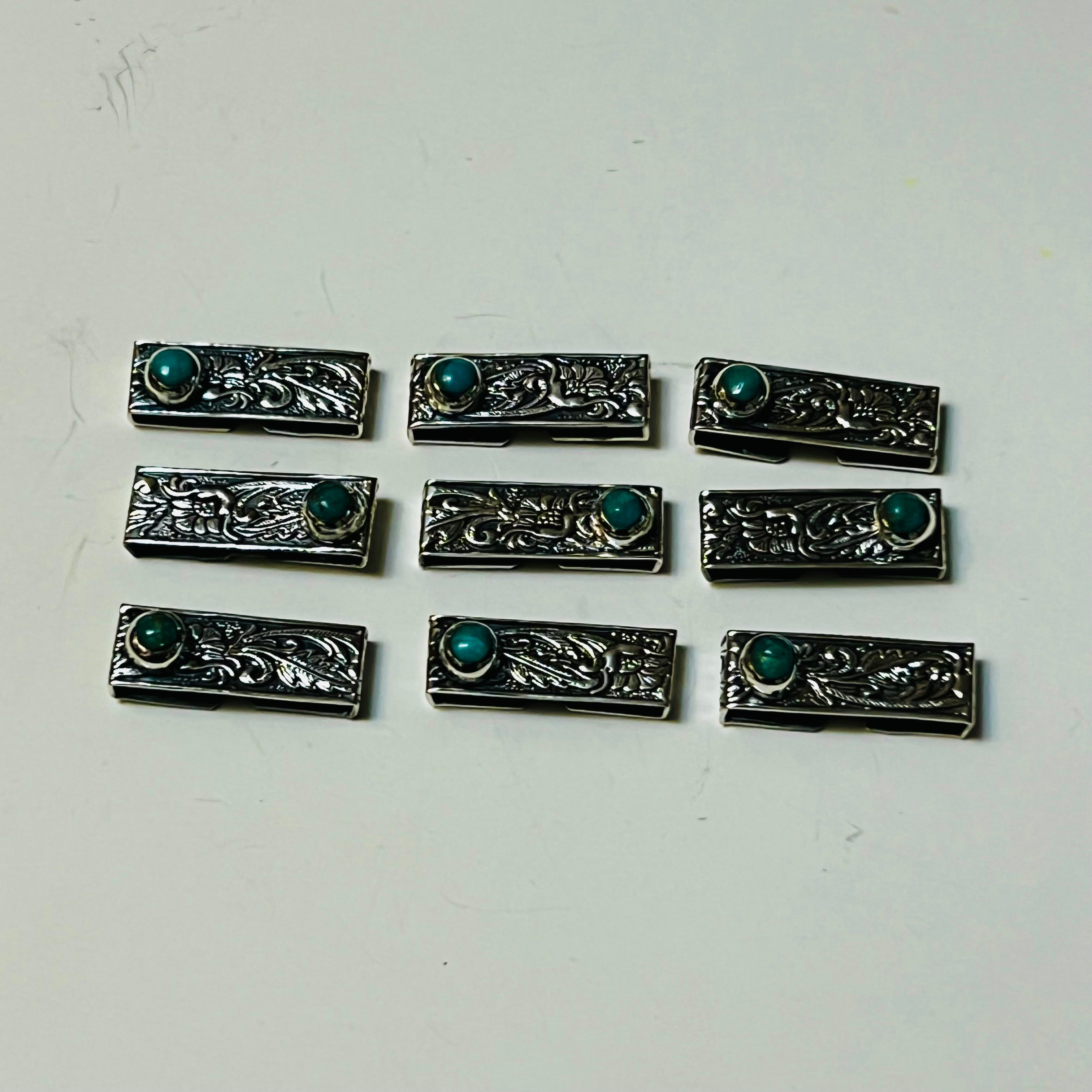 Handmade Etched Sterling Silver & Turquoise Watch Charms