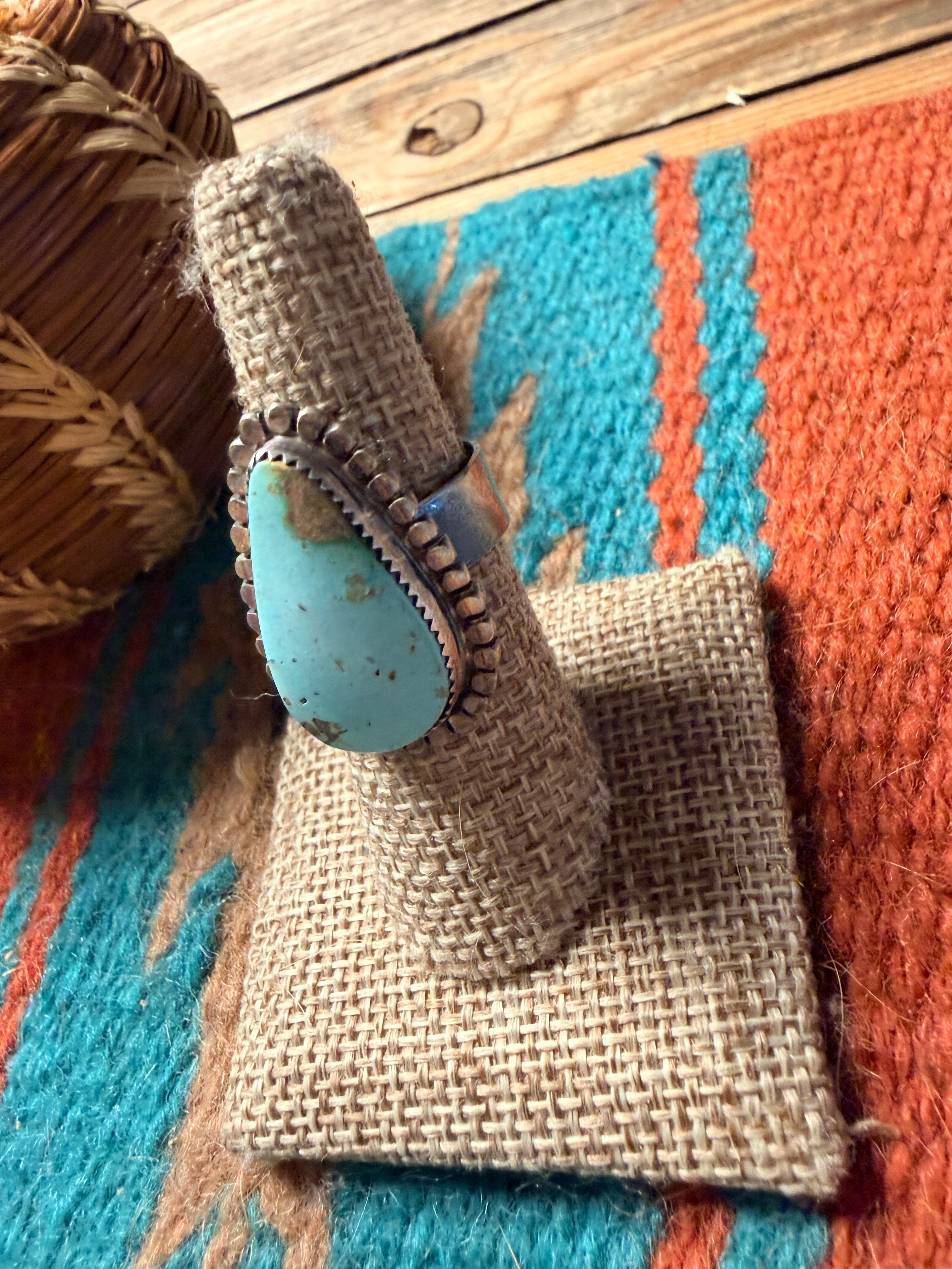Handcrafted Turquoise & Sterling Silver Adjustable Ring by Tillie Jon