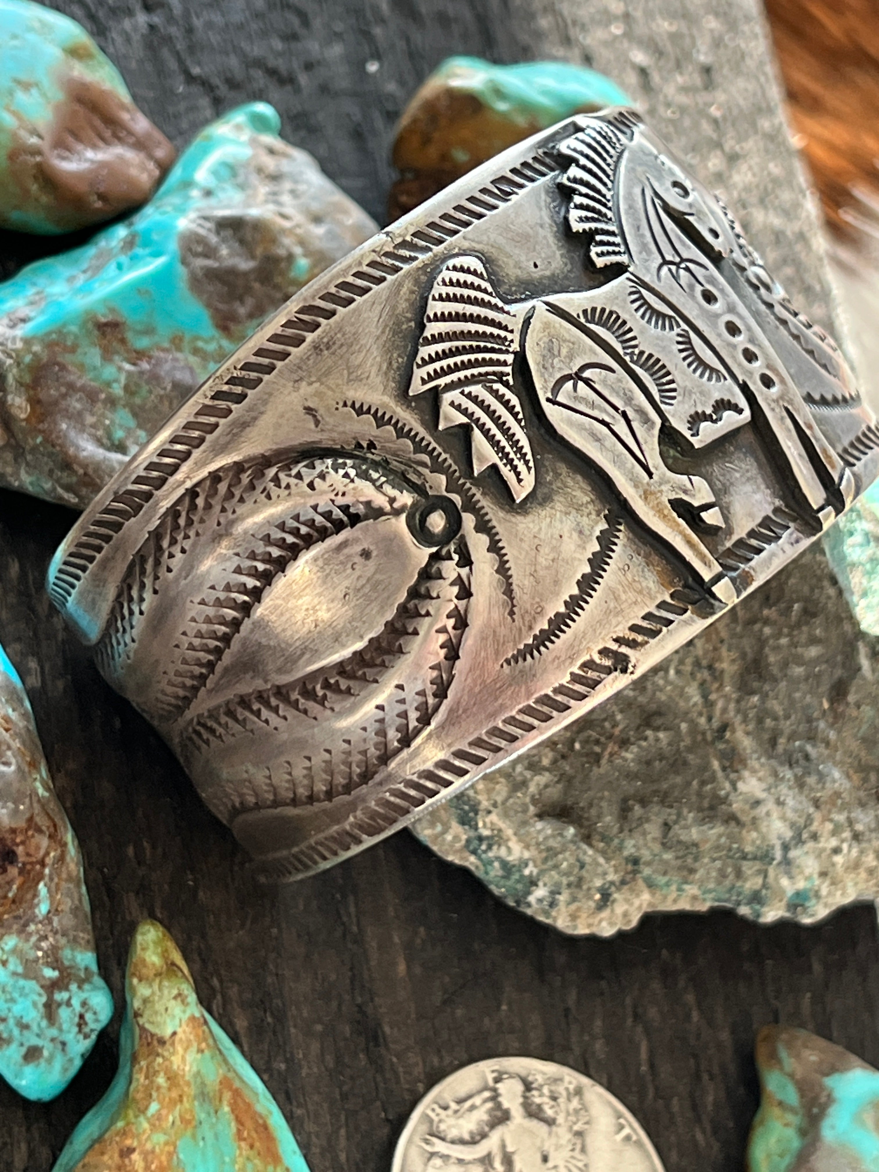 Handcrafted & Hand Forged Old Pawn Sterling Silver Ingot Cuff Bracelet by Santa Fe Artist, Buffalo: The Equine