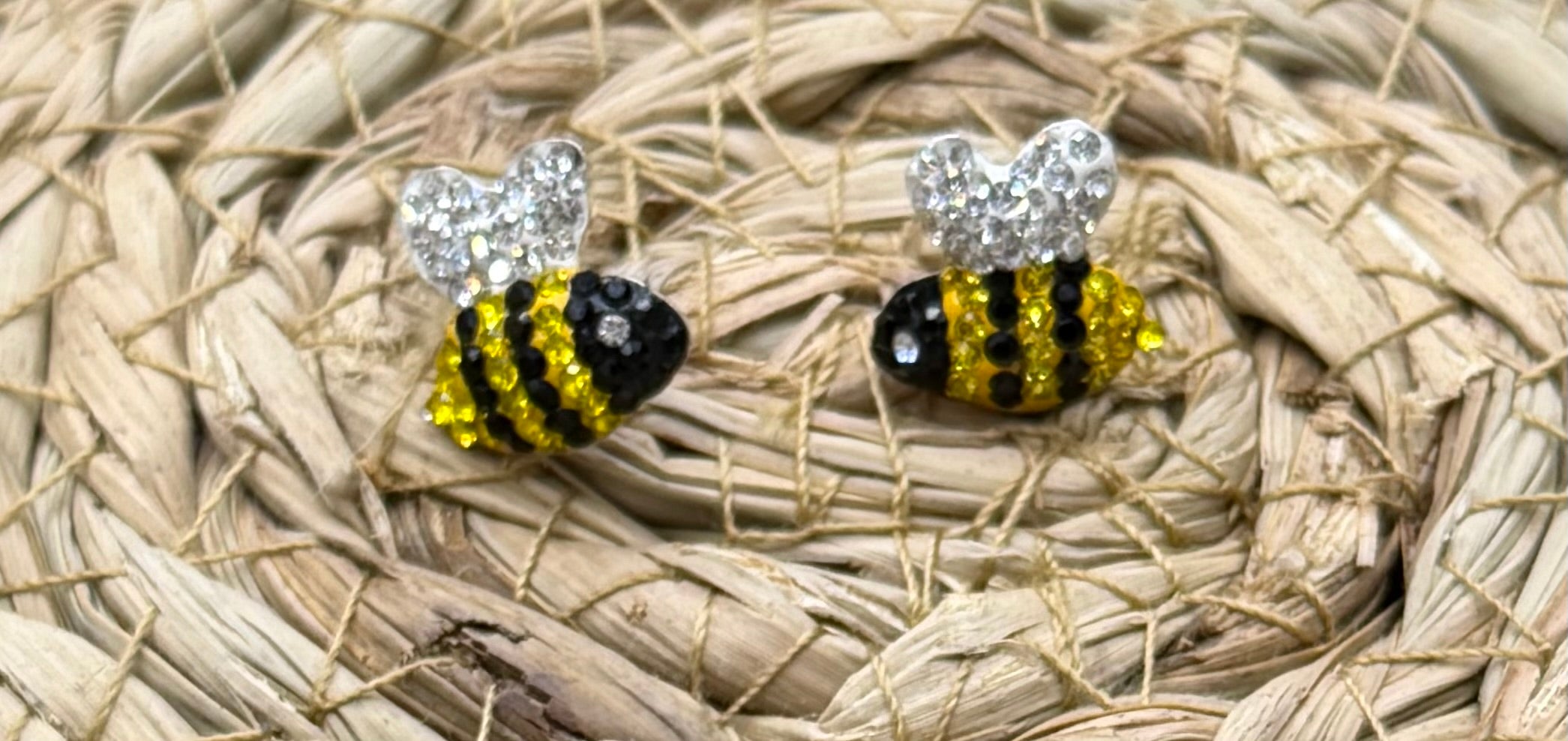 Bumble Bee CZ Sterling Silver Stud Earrings