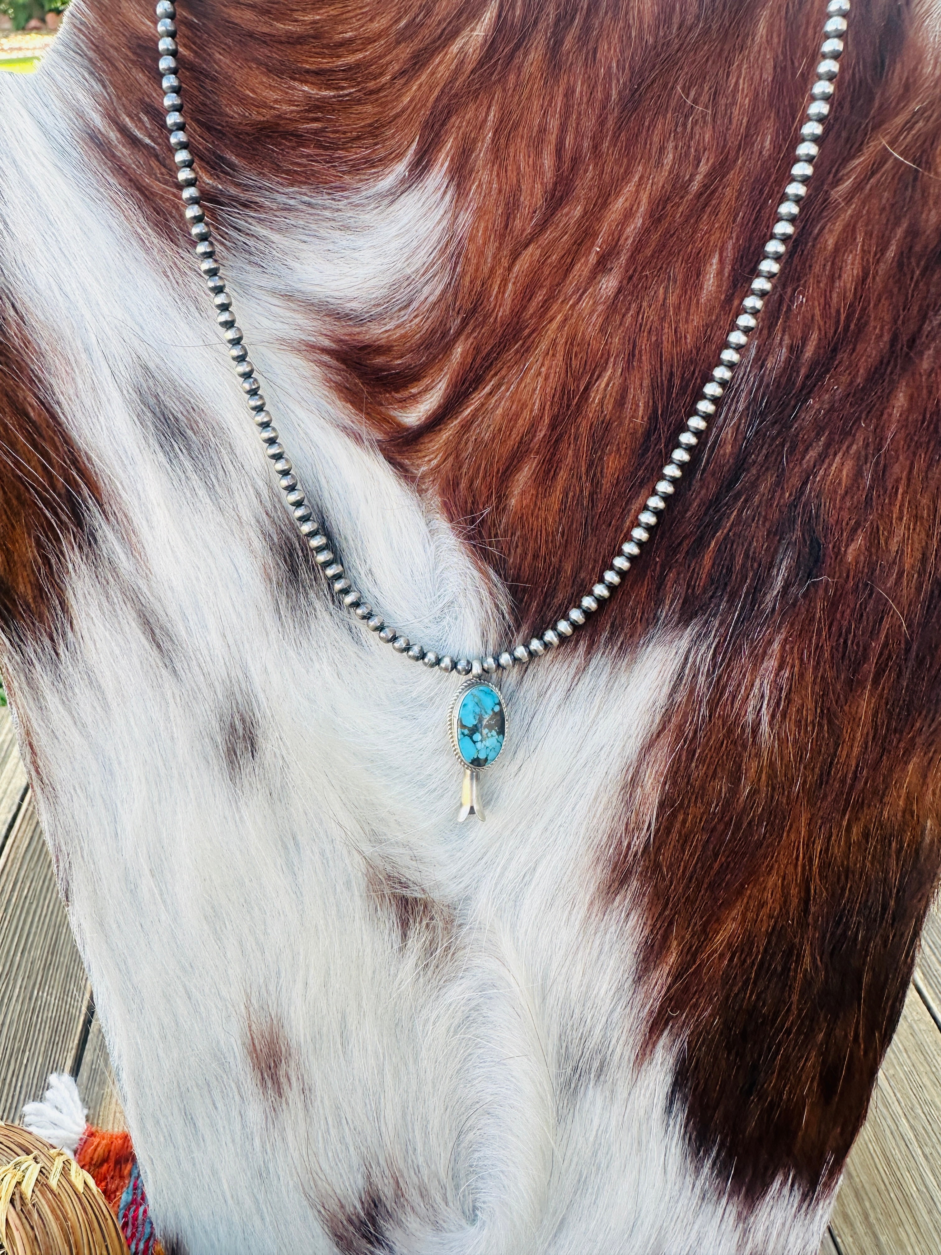 Handcrafted Turquoise & Sterling Silver Beaded Blossom Necklace