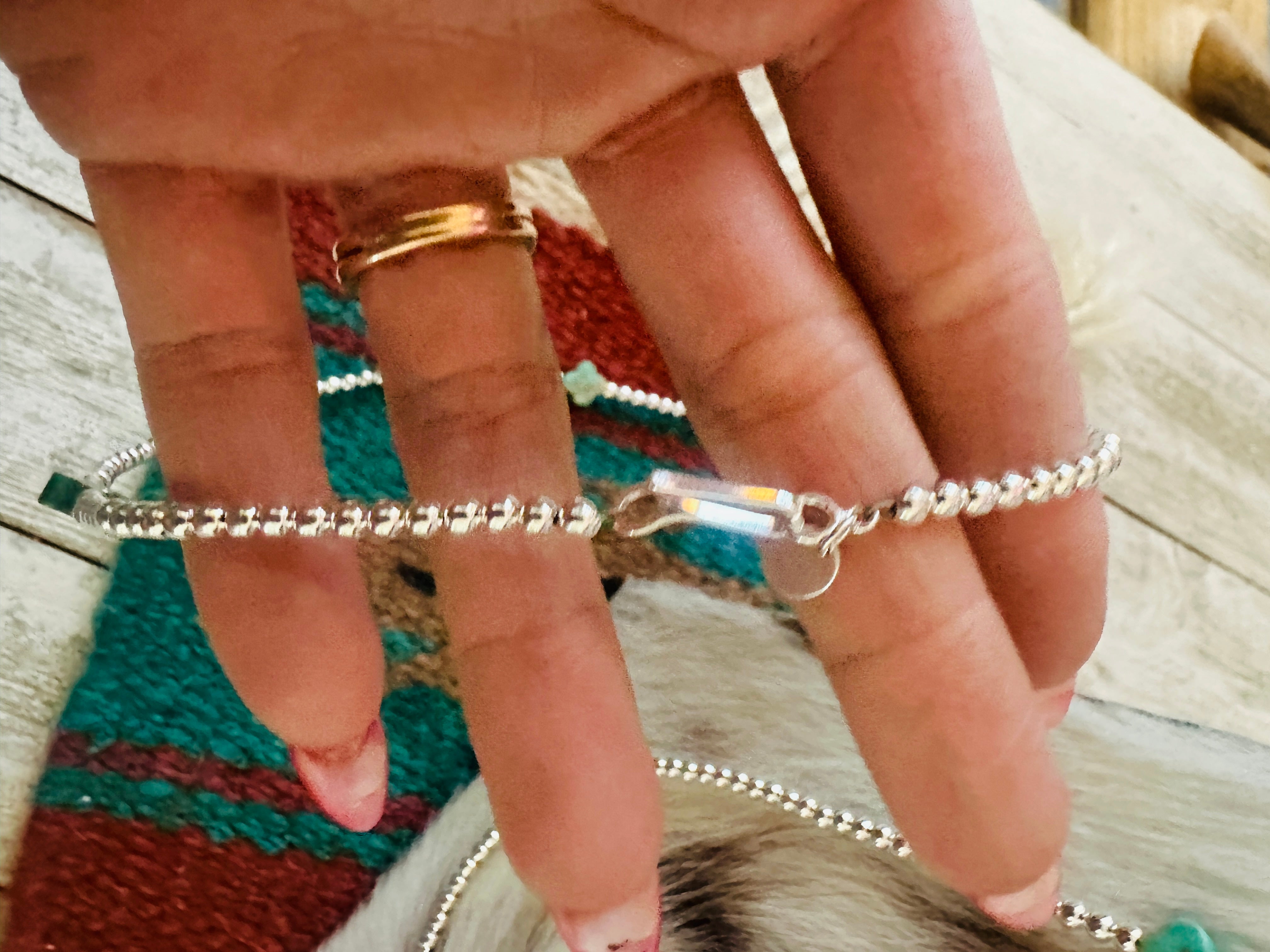 Handcrafted Sterling Silver & Turquoise Clover Cross Beaded Necklace