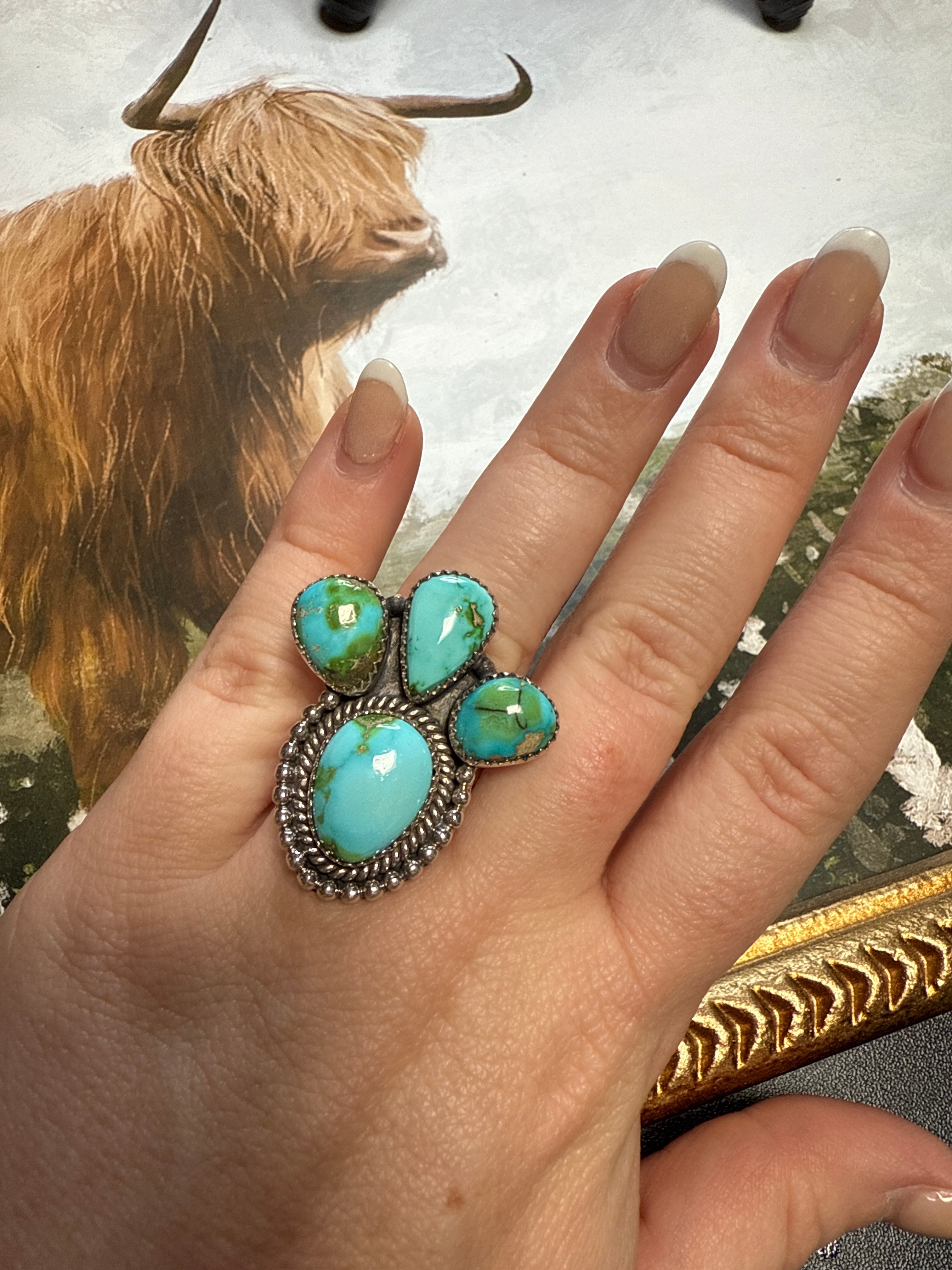 Handmade Sonoran Mountain Turquoise & Sterling Adjustable Ring