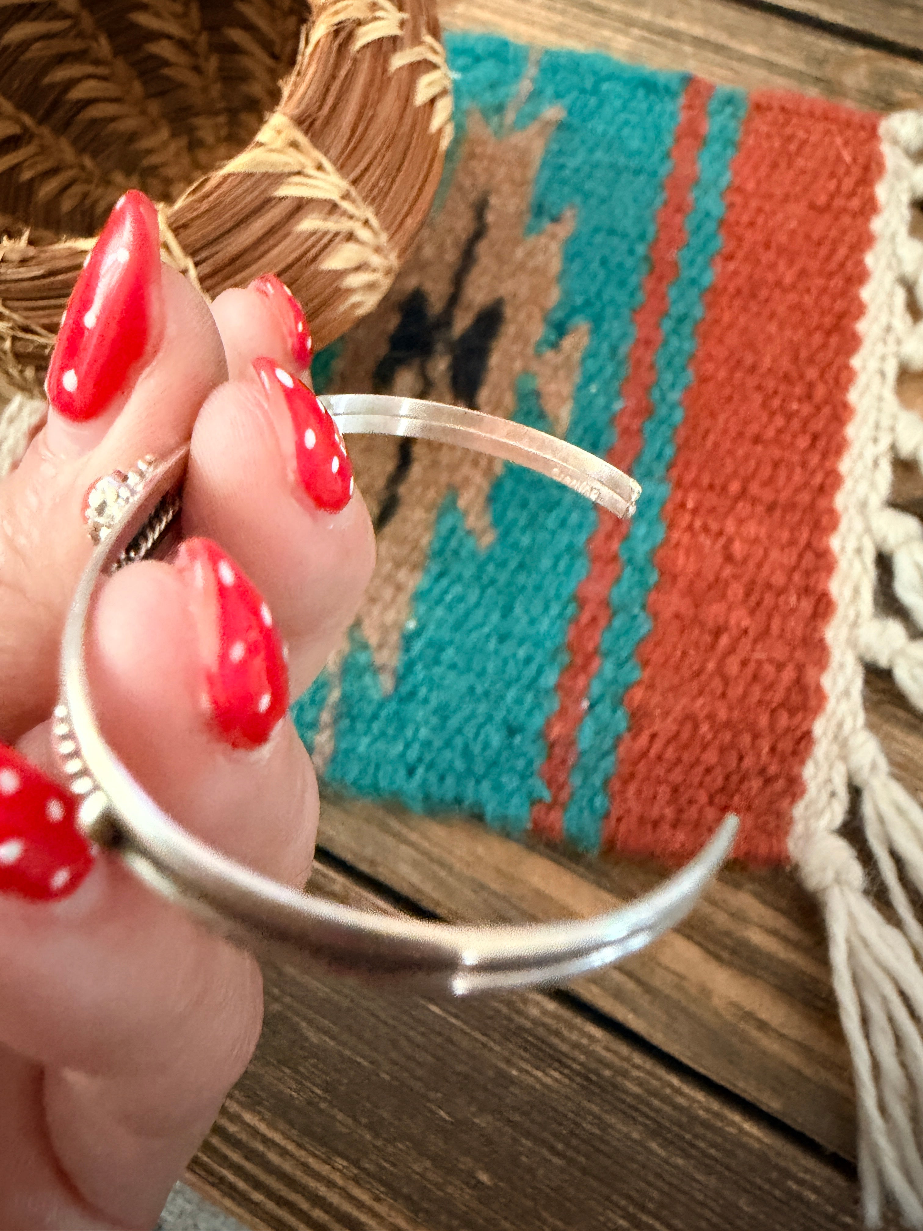 Handcrafted Coral & Sterling Silver Baby Cuff Bracelet