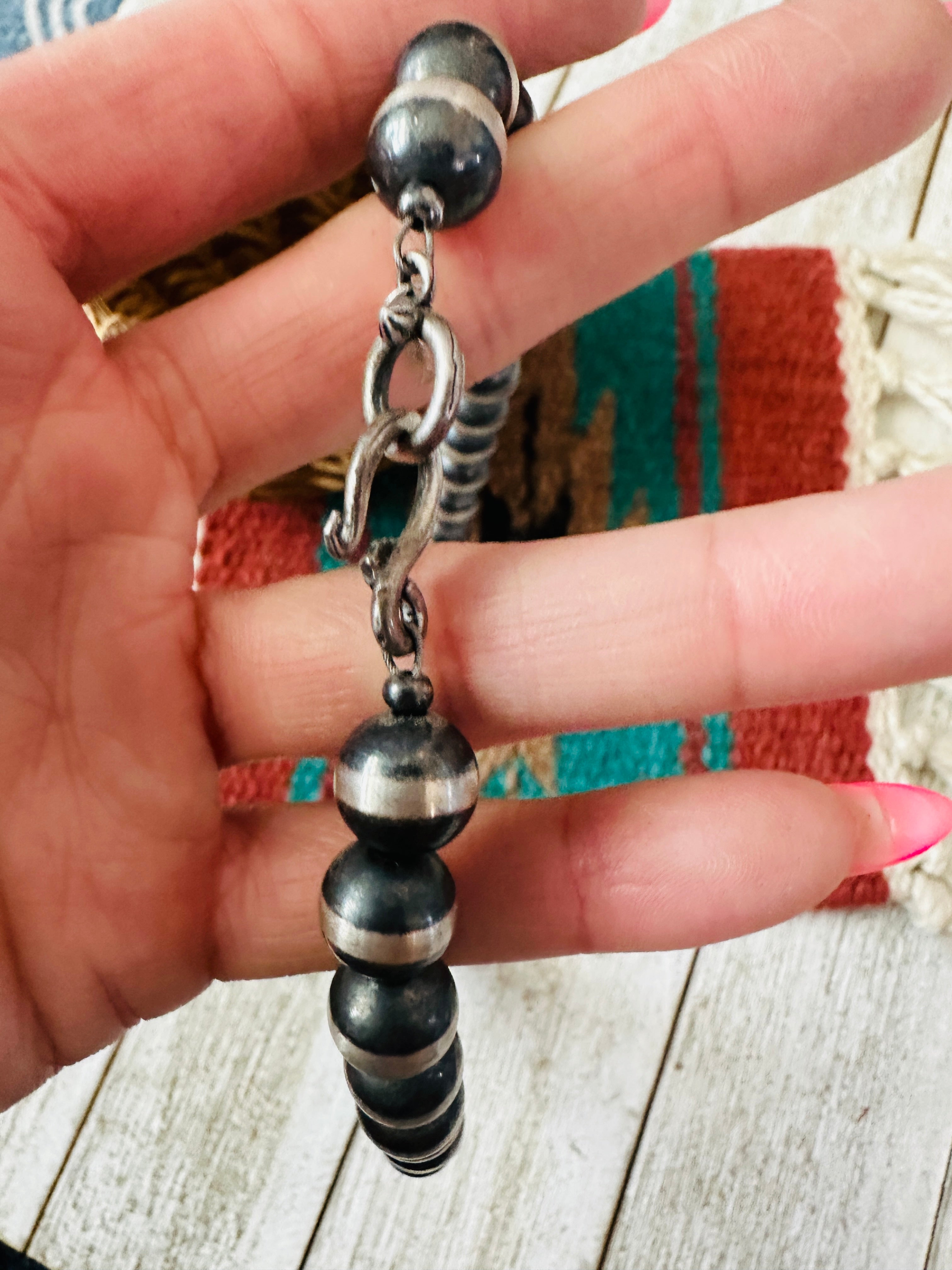 Handcrafted Sterling Silver Pearl & Spiny Beaded Necklace